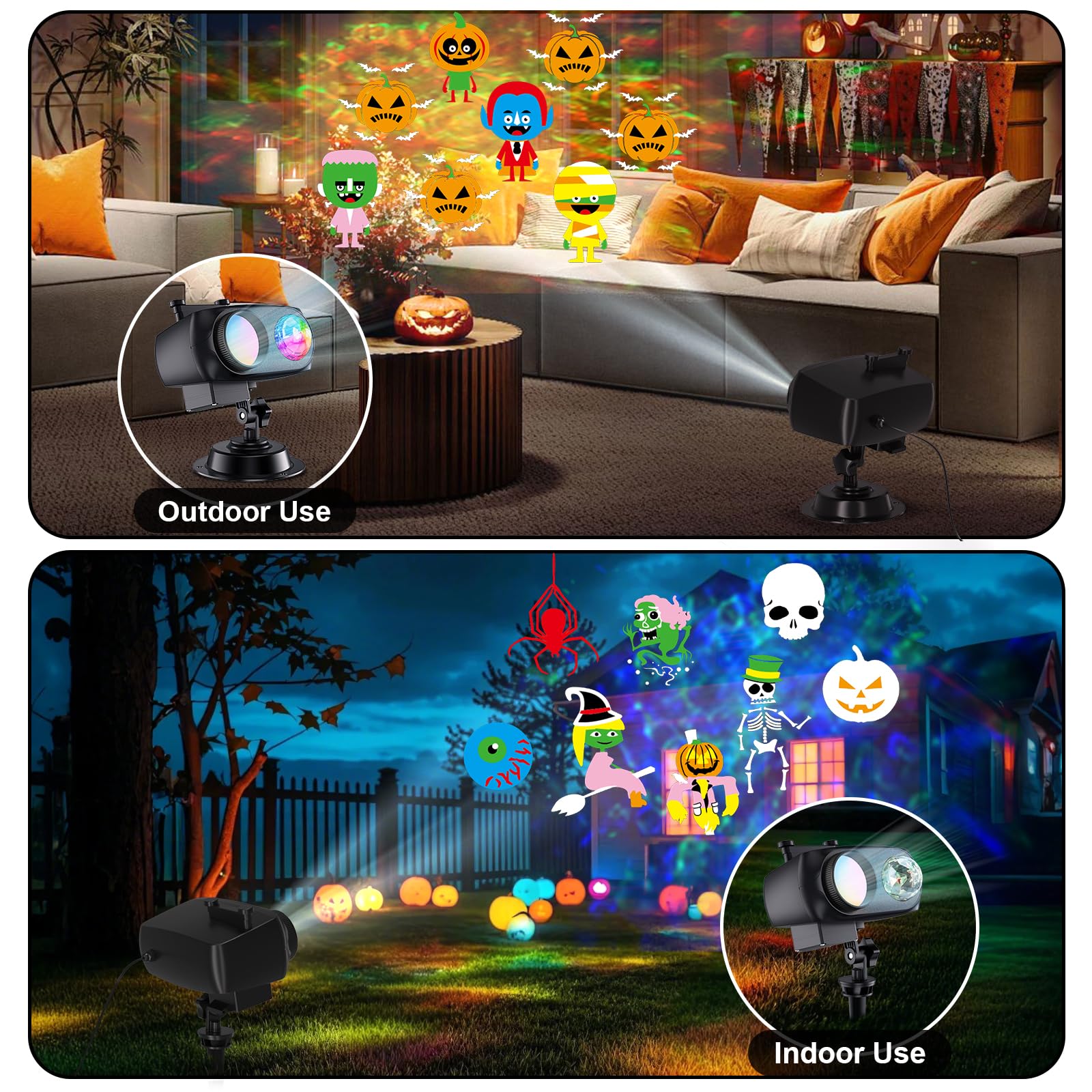 COOLWUFAN Halloween Weihnachten Projektor Licht für Außen und Innen Wasserdicht Fernbedienung 20 HD Effekt 3D Ozeanwelle Muster für Garten Dekoration