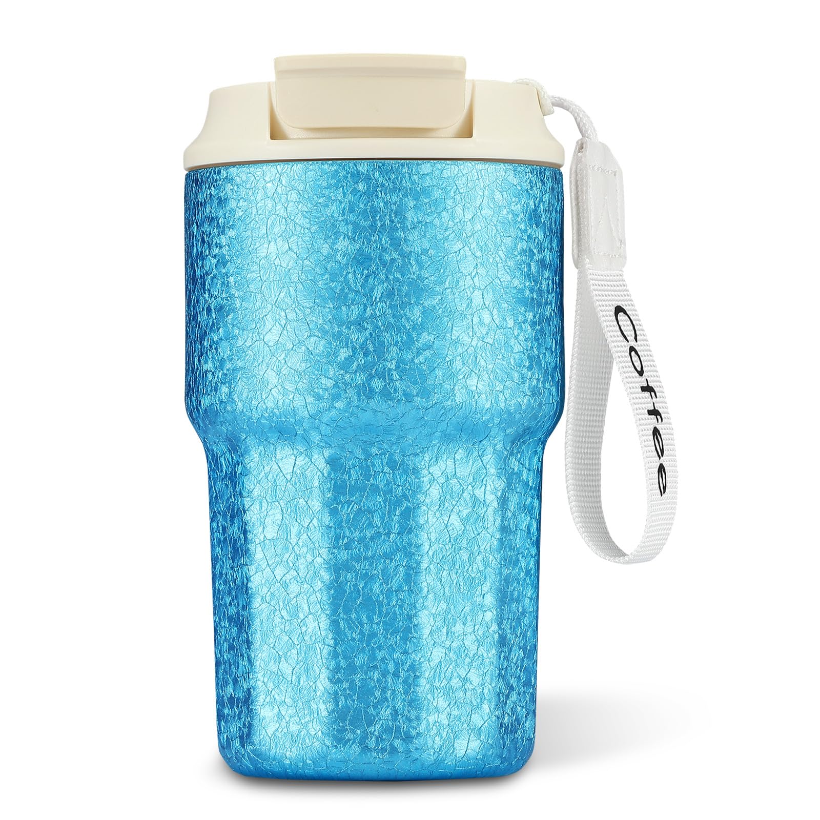 16 OZ Vacuum Insulated Coffee Cup, Leak-Proof Stainless Steel Coffee Travel Mug, 2-in-1 Straw Flip Lid