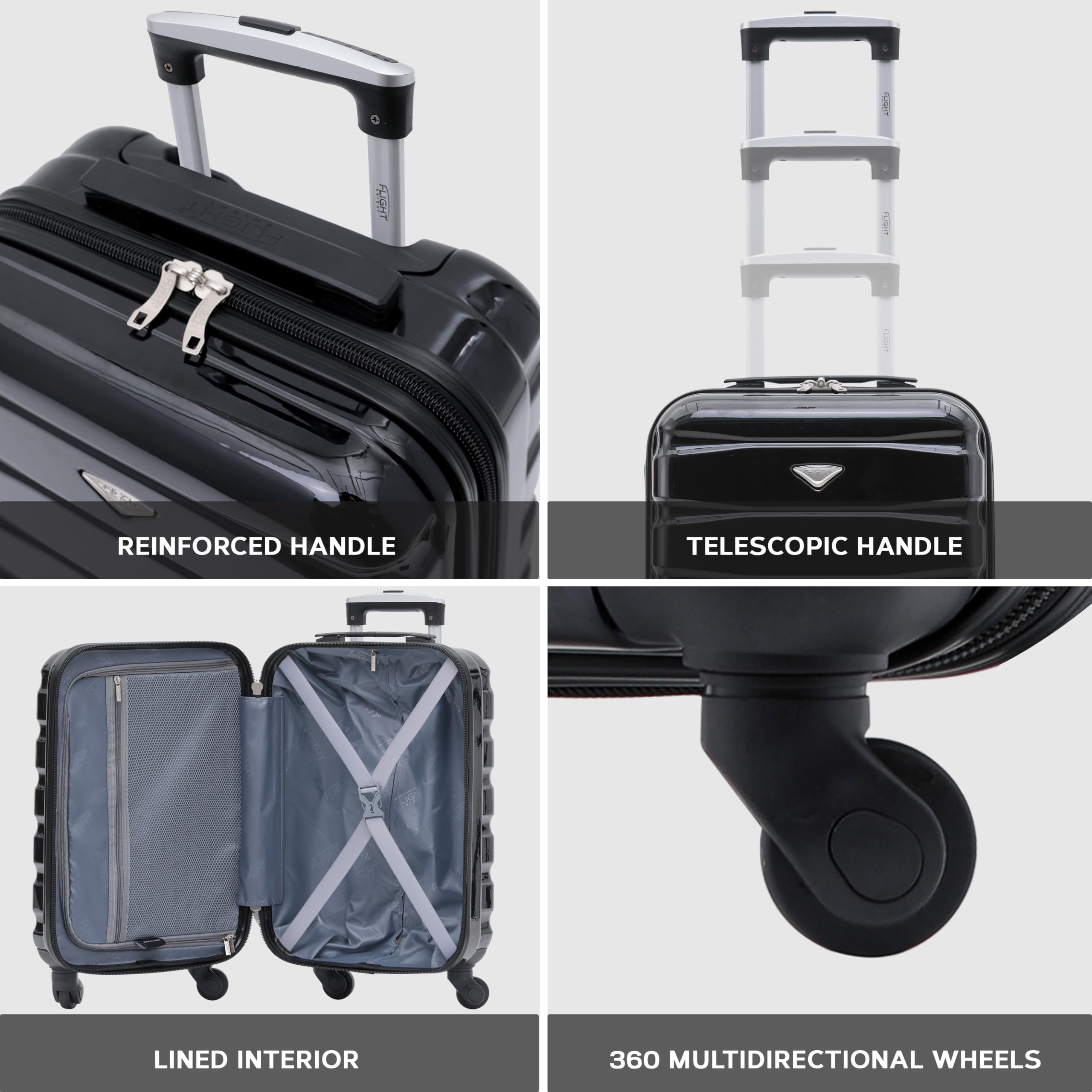 Flight Knight Cabin Suitcase 55x40x20 Ryanair Priority, EasyJet, Jet2 Lightweight Small Durable 4-Wheel Cabin Case, Carry-On for Over 60 Airlines, Hard Shell, 10kg Hand Luggage Bag (55 x 40 x 20 cm)