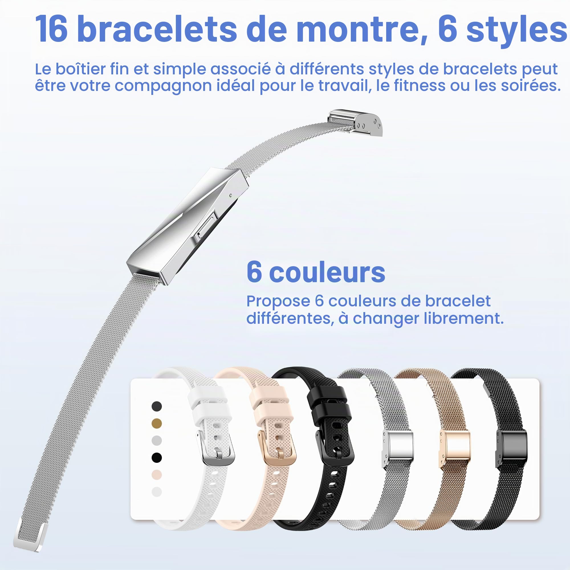 Montre Connectée Femme 170+ Sportifs, GPS Bracelet Tracker Podomètre Cadeau | notification bluetooth, spo2, fréquence cardiaque, sommeil, cycle menstruel, fitness tracker android/ios