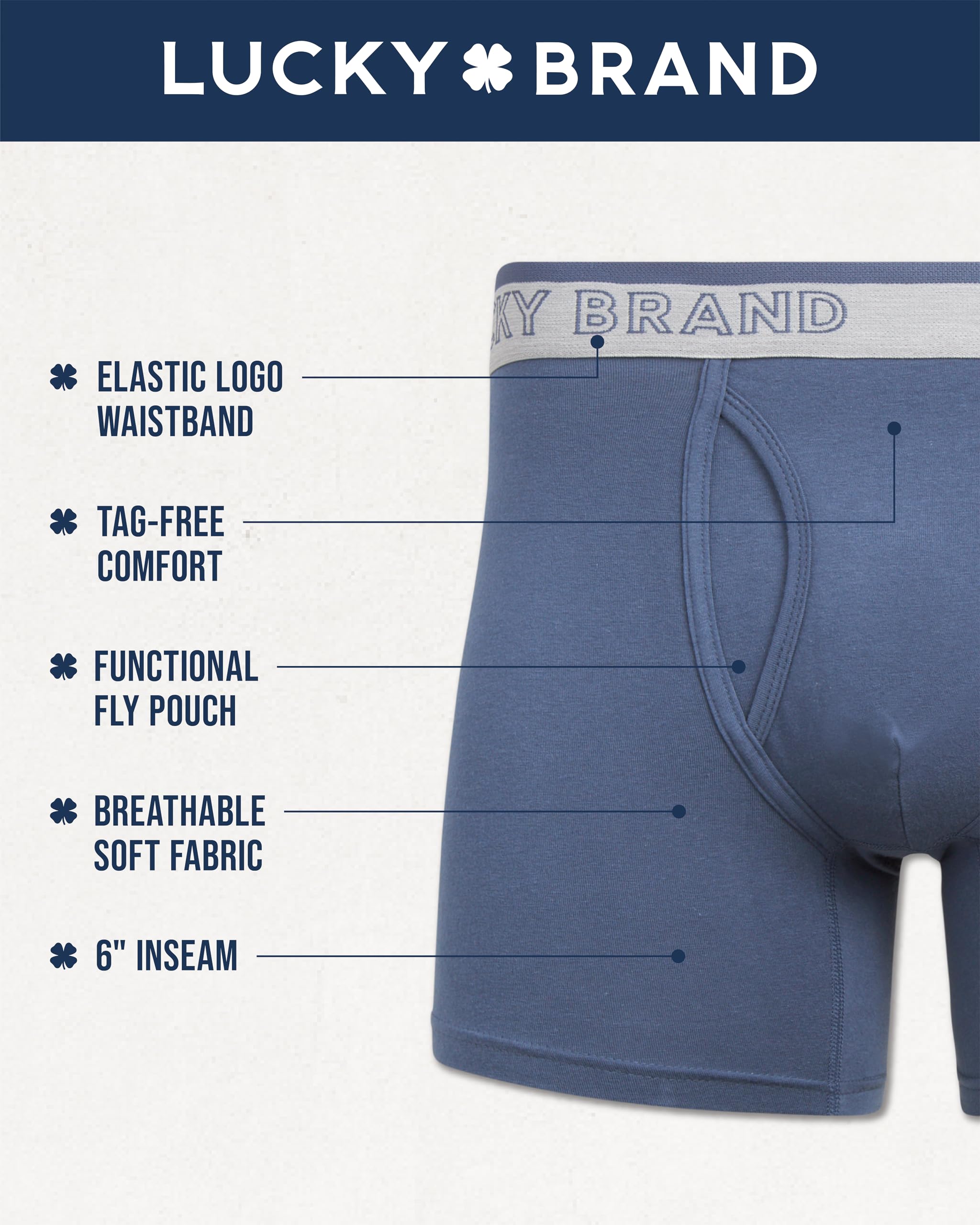 Lucky Brand Herren-Boxershorts – 3er-Pack, weich, Stretch, lässige Herrenunterwäsche mit funktionaler Fliegentasche, Boxershorts (S-2XL)