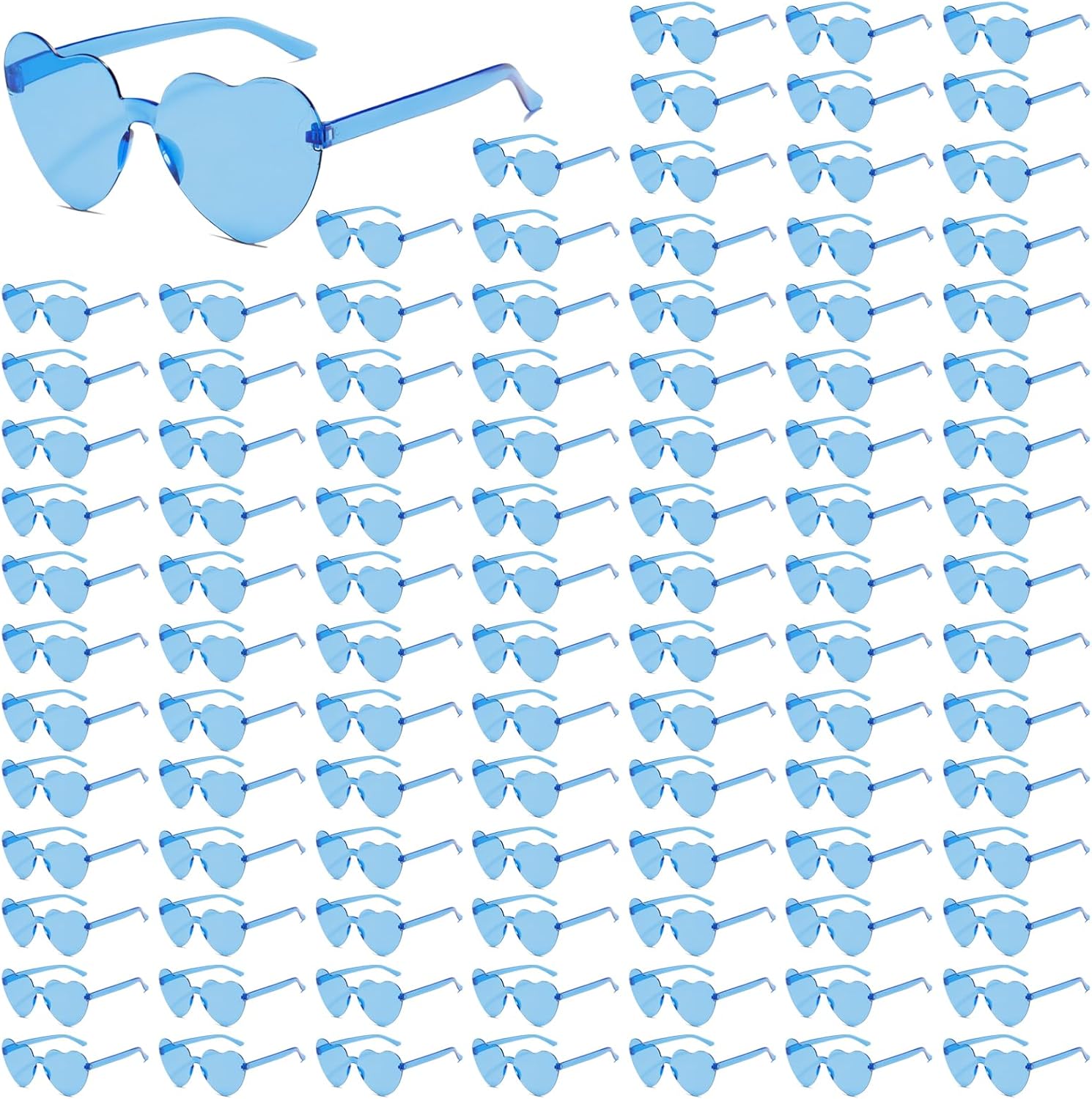 50/100 Pack Bulk Heart Sunglasses for Women Candy Transparent Rimless Pink Heart Shaped Bachelorette Glasses