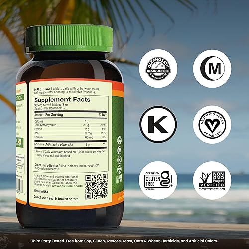 Miniatura 2 de Pólvora pura de espirulina hawaiana 732894010048 tabletas 500mg 1