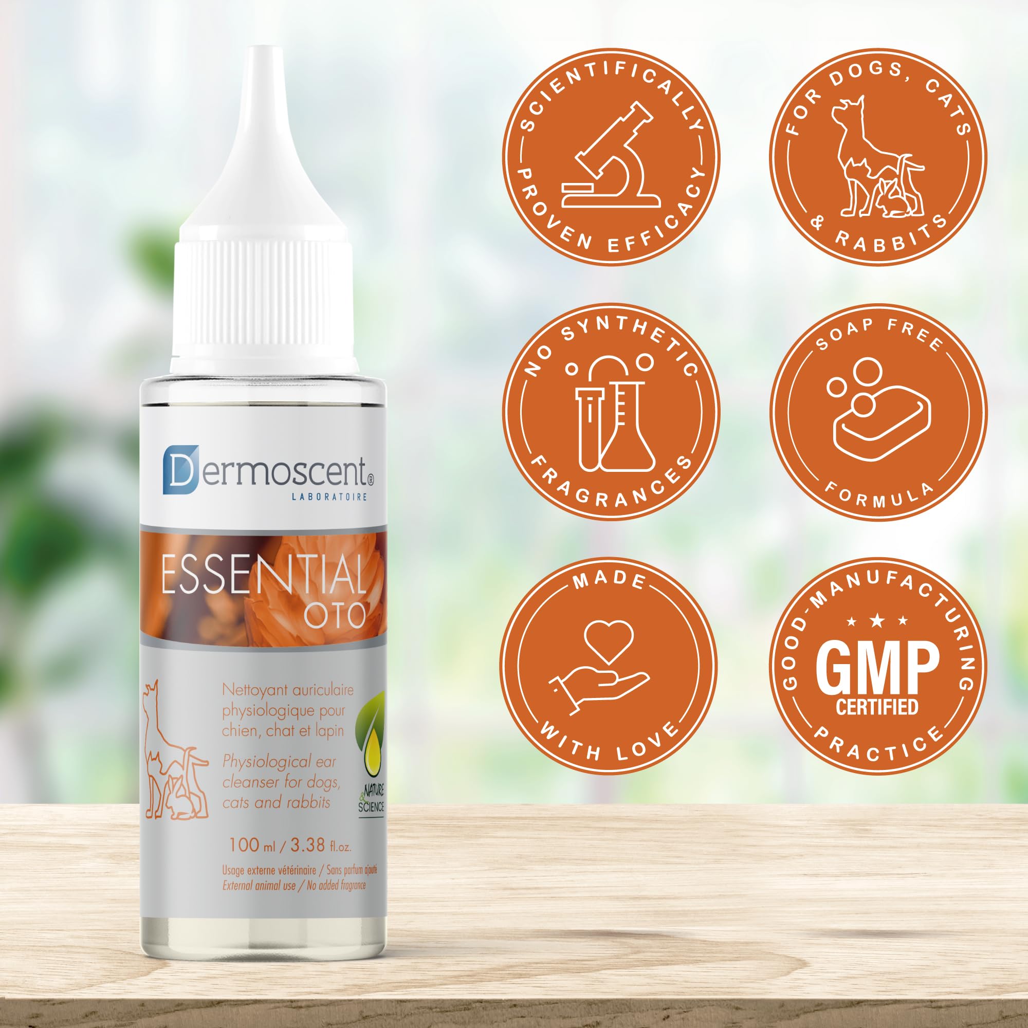 Dermoscent Essential OTO - Detergente auricolare per cani, gatti e conigli | Formula naturale senza alcool | Elimina cerumen e odori, idrata e lenitiva, 100 ml