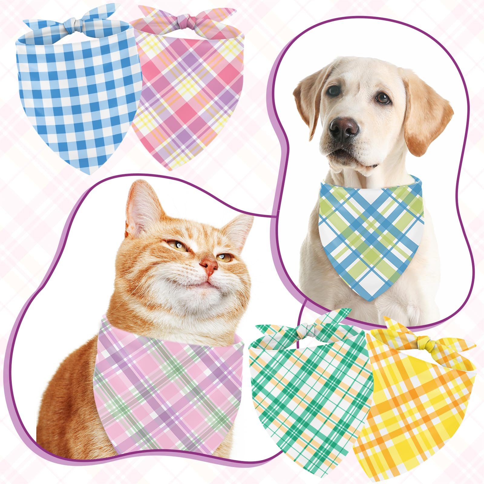 JarThenaAMCS Hundehalstuch, dreieckig, verstellbar, bunt, für Frühling, mittelgroße und große Katzen, Pastellfarben, 60 Stück