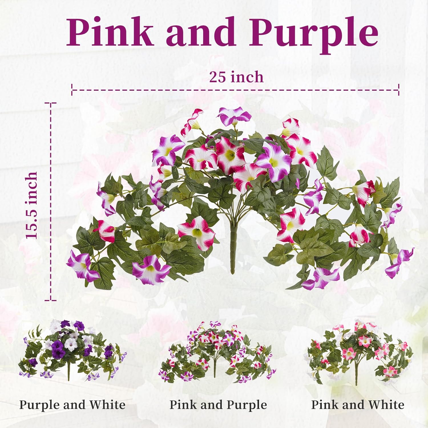 Artificial Fake Petunia Flowers Plants for Outdoor Decoration, Faux Realistic Floral Plants, UV-resistant realistic flower bouquet, Ideal for Garden, Porch, Balcony, Home, Wedding Party Decor（4pcs）