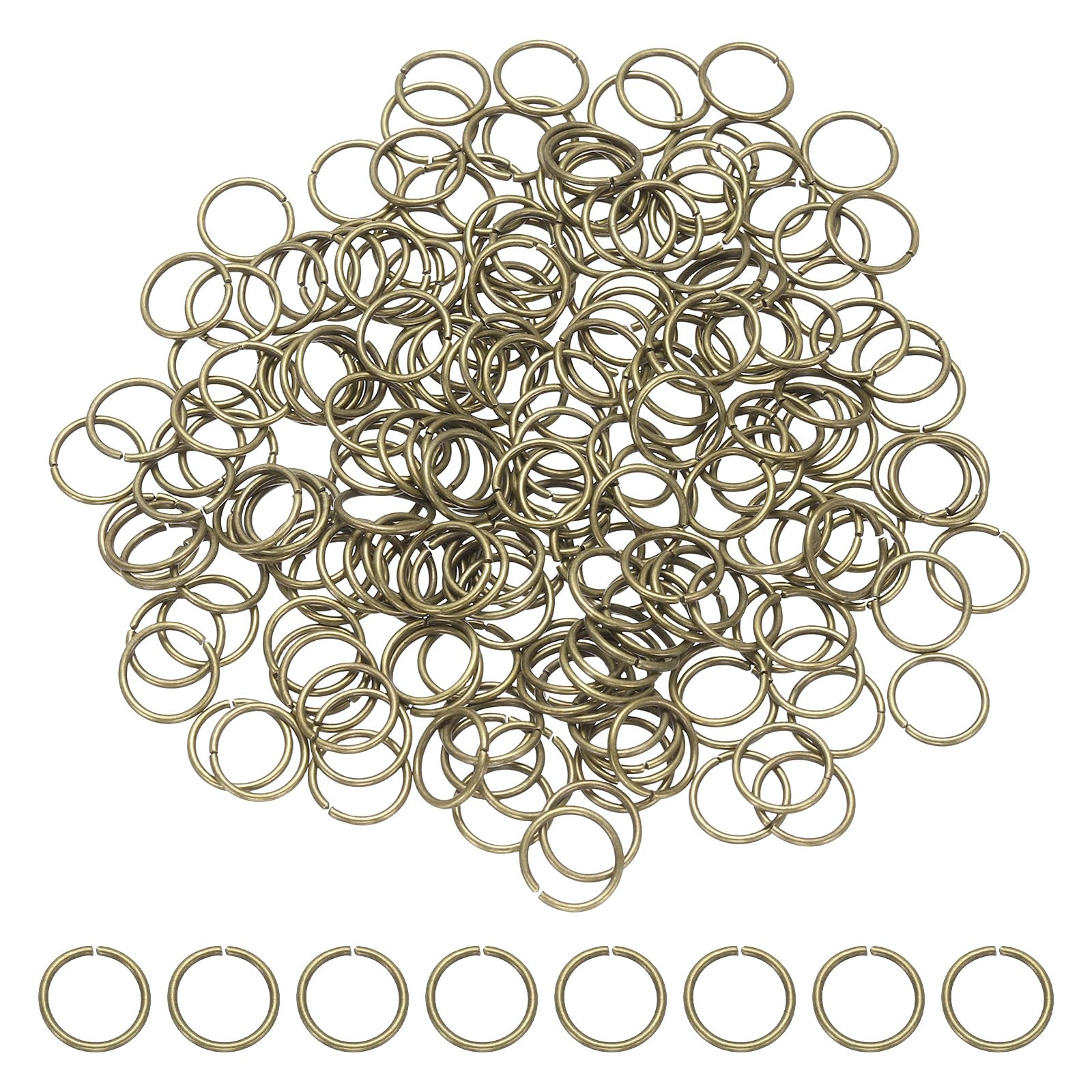 sourcing map 200 Pcs Open Jump Rings, 12mm Split Metal O Ring 1.2mm Thick Keychains Connector Ring for Jewelry Making DIY Necklaces Bracelet Earrings Craft Making, Bronze