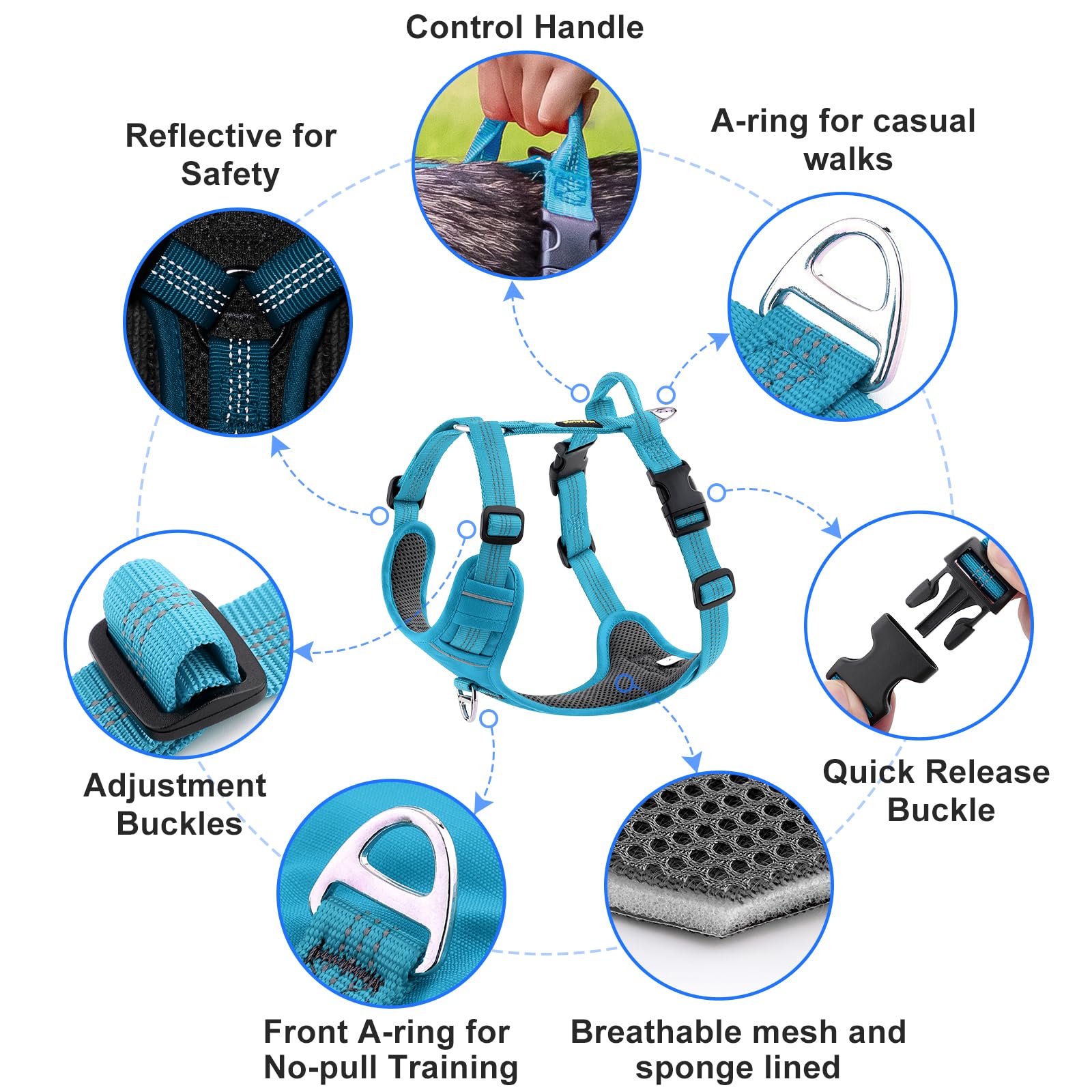 Plutus Pet No Pull Dog Harness, Reflective Adjustable Dog Vest Harness with Handle, Escape Proof - Image 2