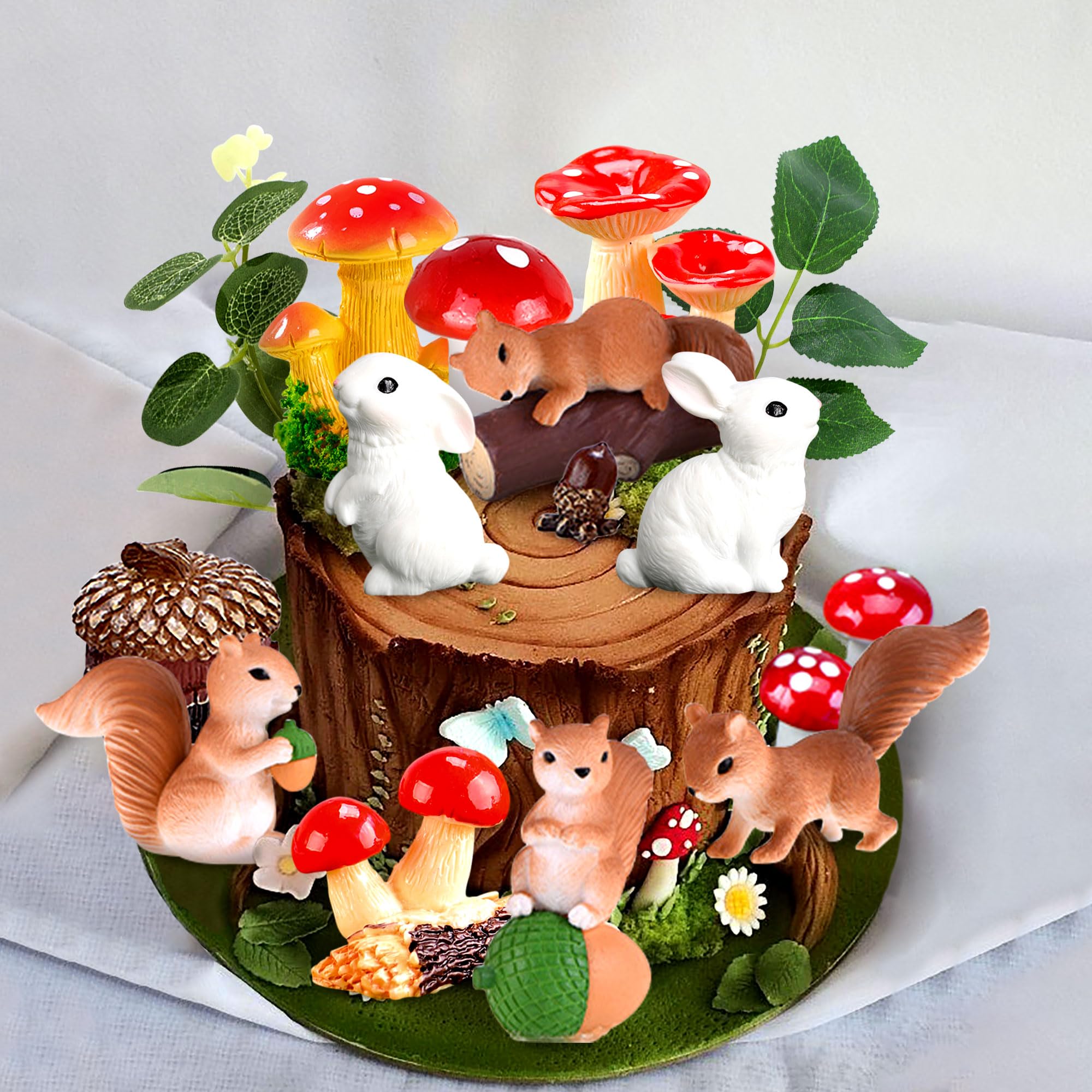 JeVenis Mushroom Cake Toppers Mushroom Cake Decoration Woodland Animals Cake Decoration Garden Cake Decorations Woodland Party Supplies Favors - Image 4