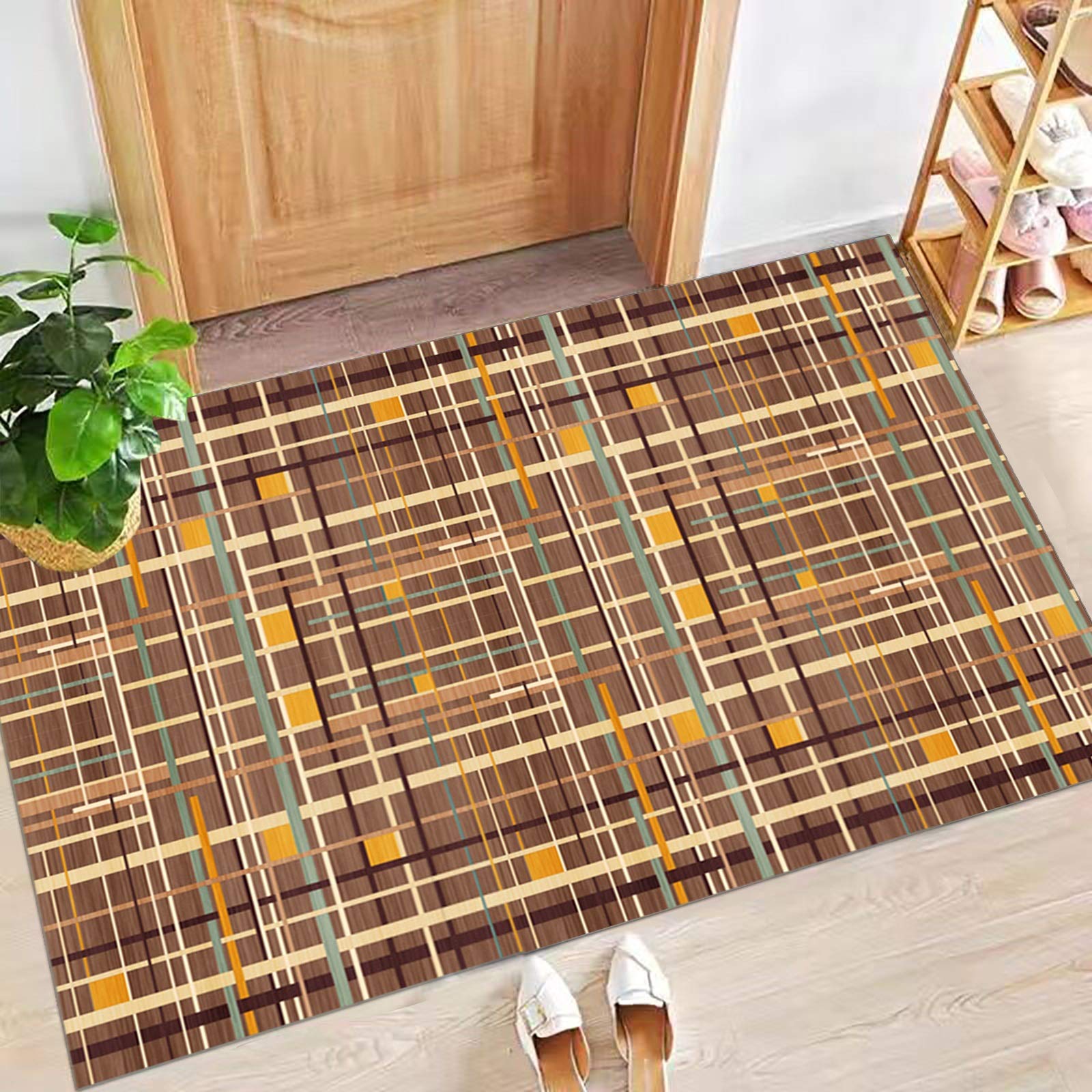 Dywan chodnik do przedpokoju geometryczny chodnik antypoślizgowy, chodnik kuchenny z poliestru nadaje się do prania w korytarzu, kuchni, sypialni, salonu, szerokość 60 cm/70 cm/80 cm/90 cm/100 cm (rozmiar: 100 x 550 cm)