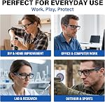 Safety Lunettes avec boucliers latéraux, anti-fog, ANSI Z87.1 Verre transparent résistant aux rayures, léger sans glissement pour le travail, le laboratoire et DIY