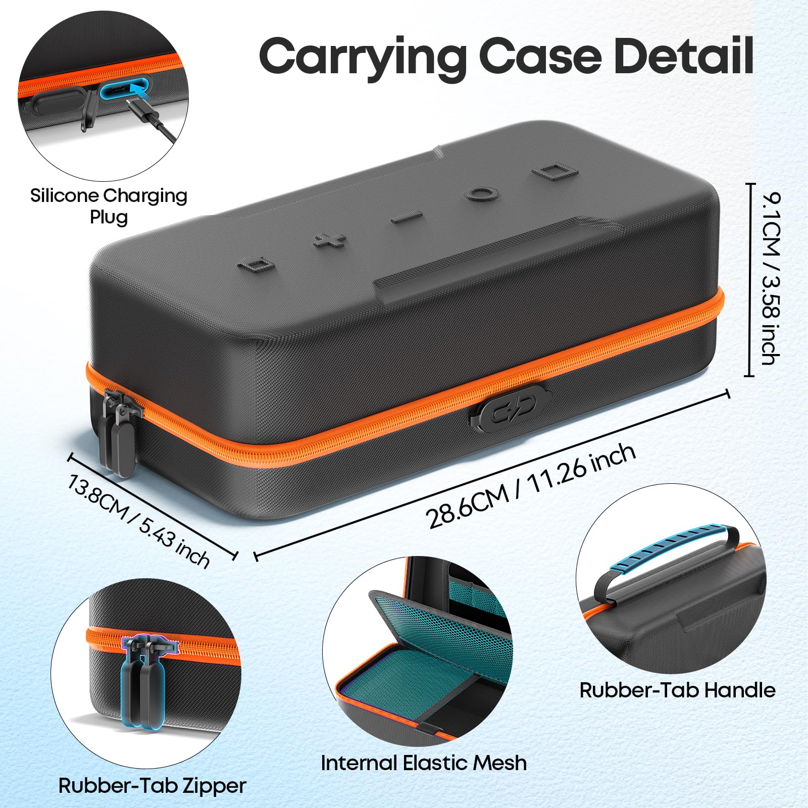 Gersker Étui de Transport pour Switch/Switch OLED/Switch 2, Protection Coque Housse avec Port de Charge Intégré, Stockage Cartouches, Filets de Rangement, Orange