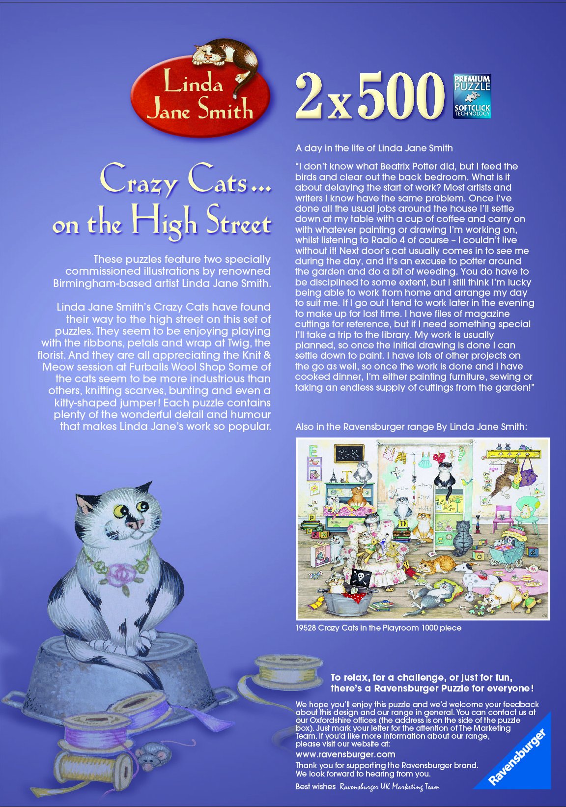 Ravensburger Crazy Cats - On the High Street 2x 500-piece Jigsaw