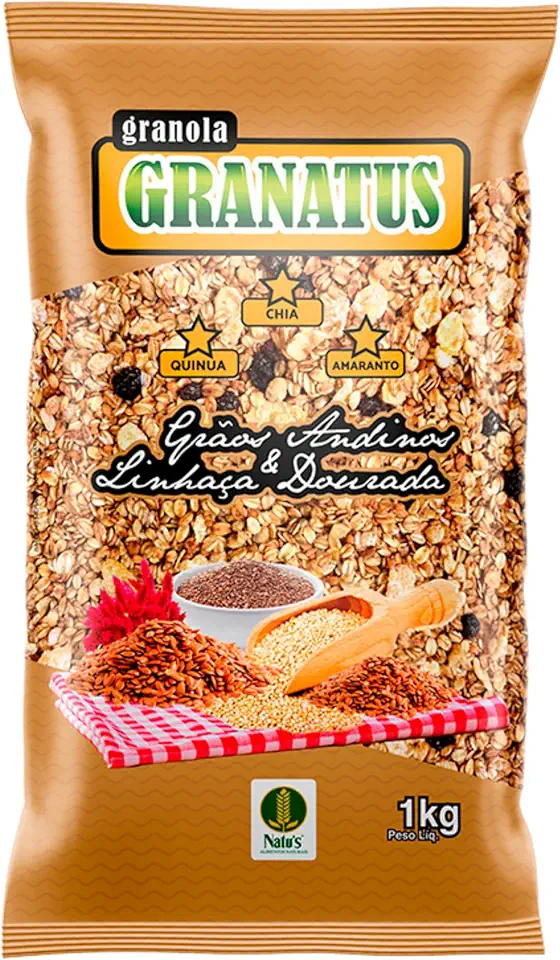 Natu's, Granola com Grãos Andinos & Linhaca Dourada, Quinoa, Chia & Amaranto, Granatus, 1 Kilo