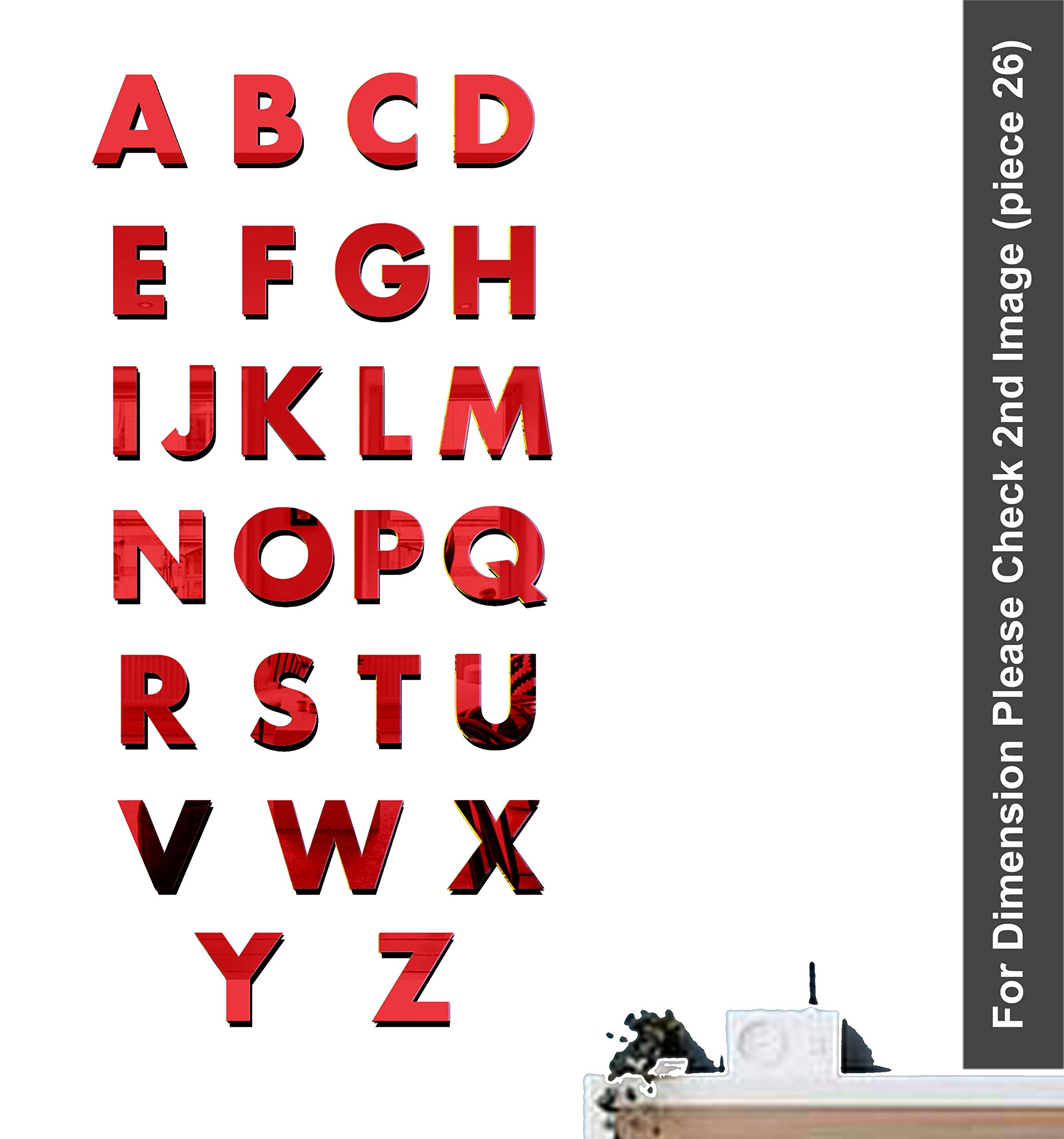 3D Acrylic Mirror Wall Stickers - Alphabet Black -5 3D Acrylic Mirror Wall Stickers - Alphabet Black -5