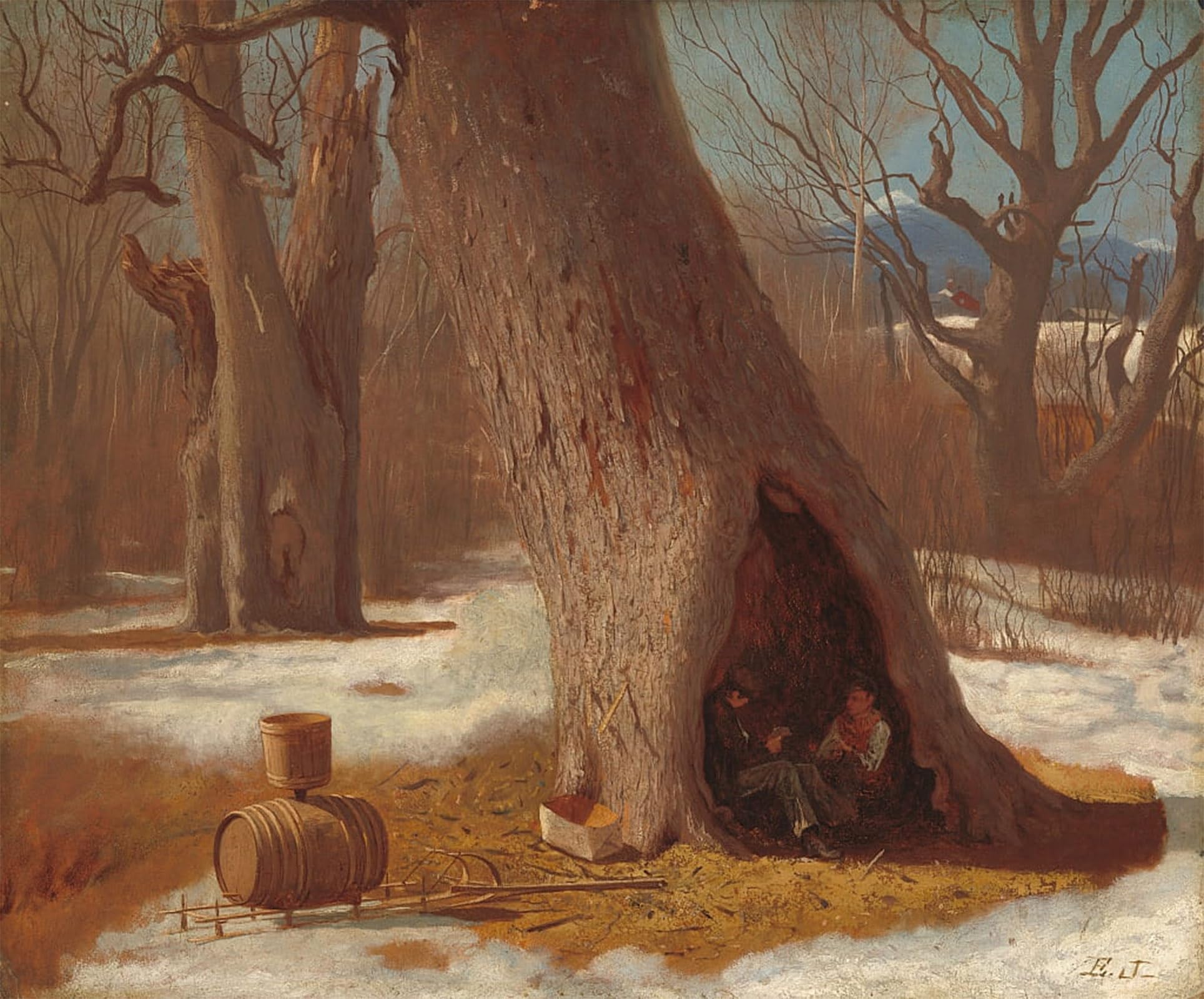 ARTXLXXBN Famous Prints Artwork Pictures Poster Painting Art the Truants by Eastman Johnson Artwork Landscape Pictures for Home Decor 60x90cm
