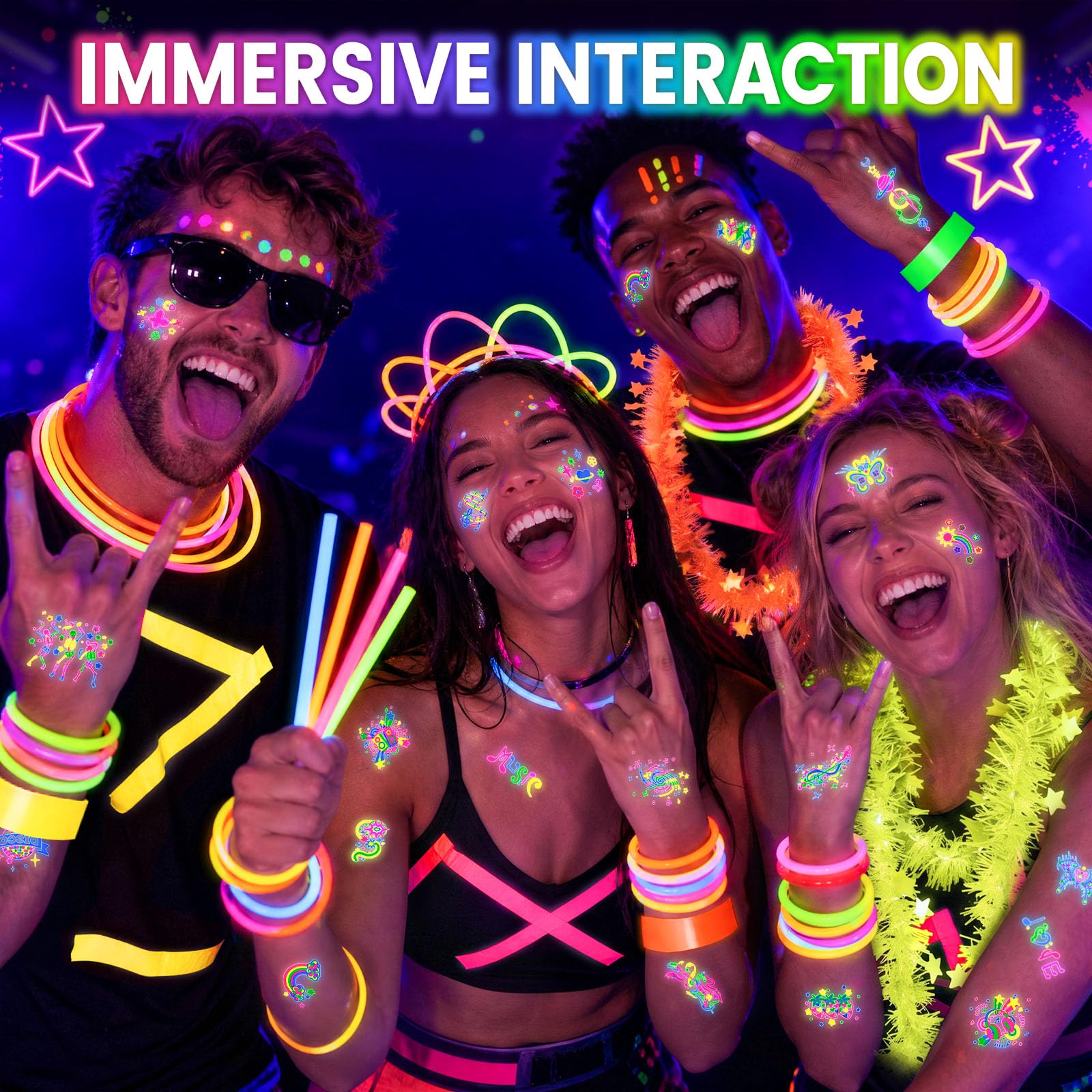 LovesTown 192PCS Neon Glow Party Decorations Kit with 113 Balloons