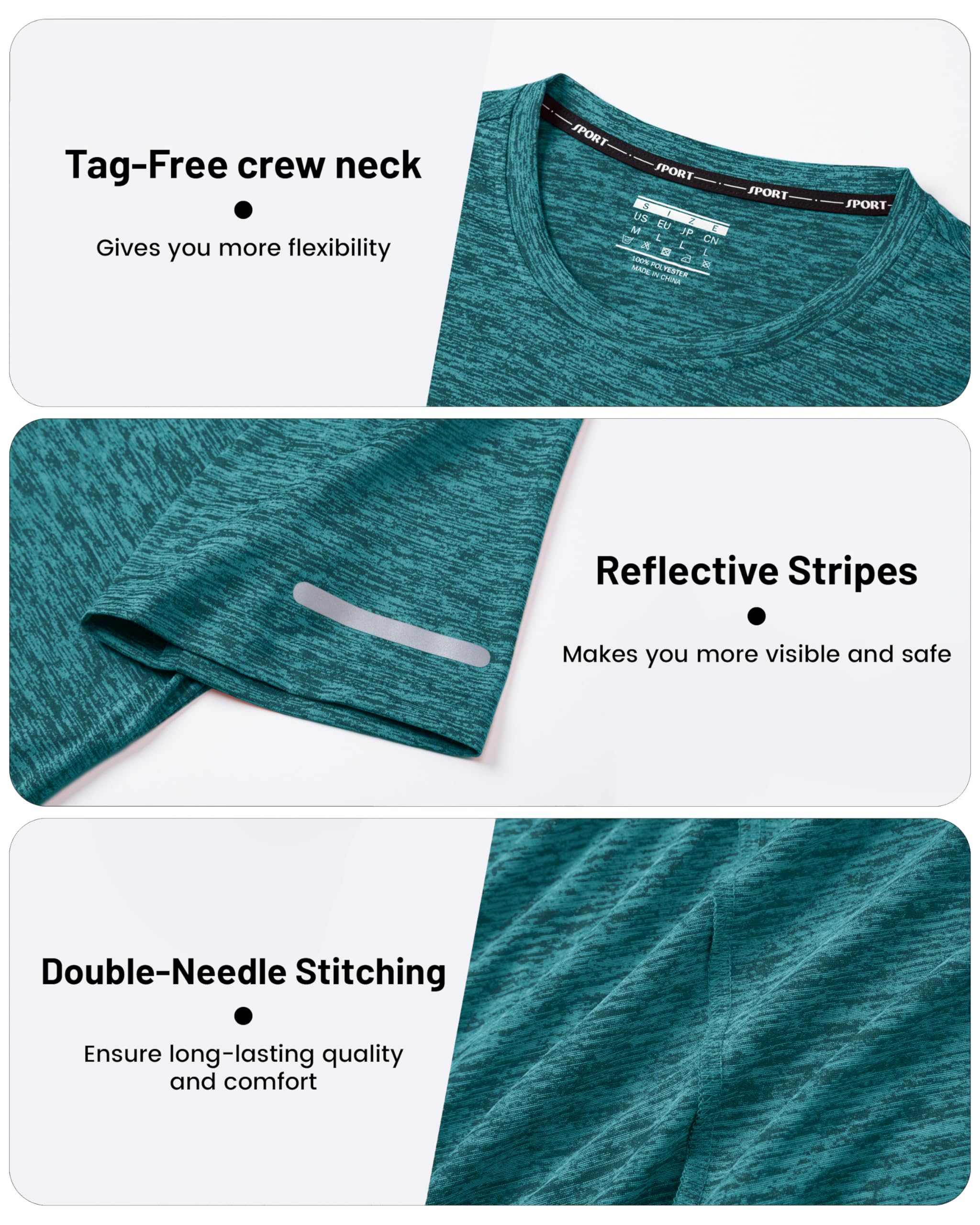 MAGCOMSEN Camisetas Manga Corta Hombre Deporte Secado Rápido Cuello Redondo Gimnasio Entrenamiento Running Deportiva Transpirable Fitness Ropa