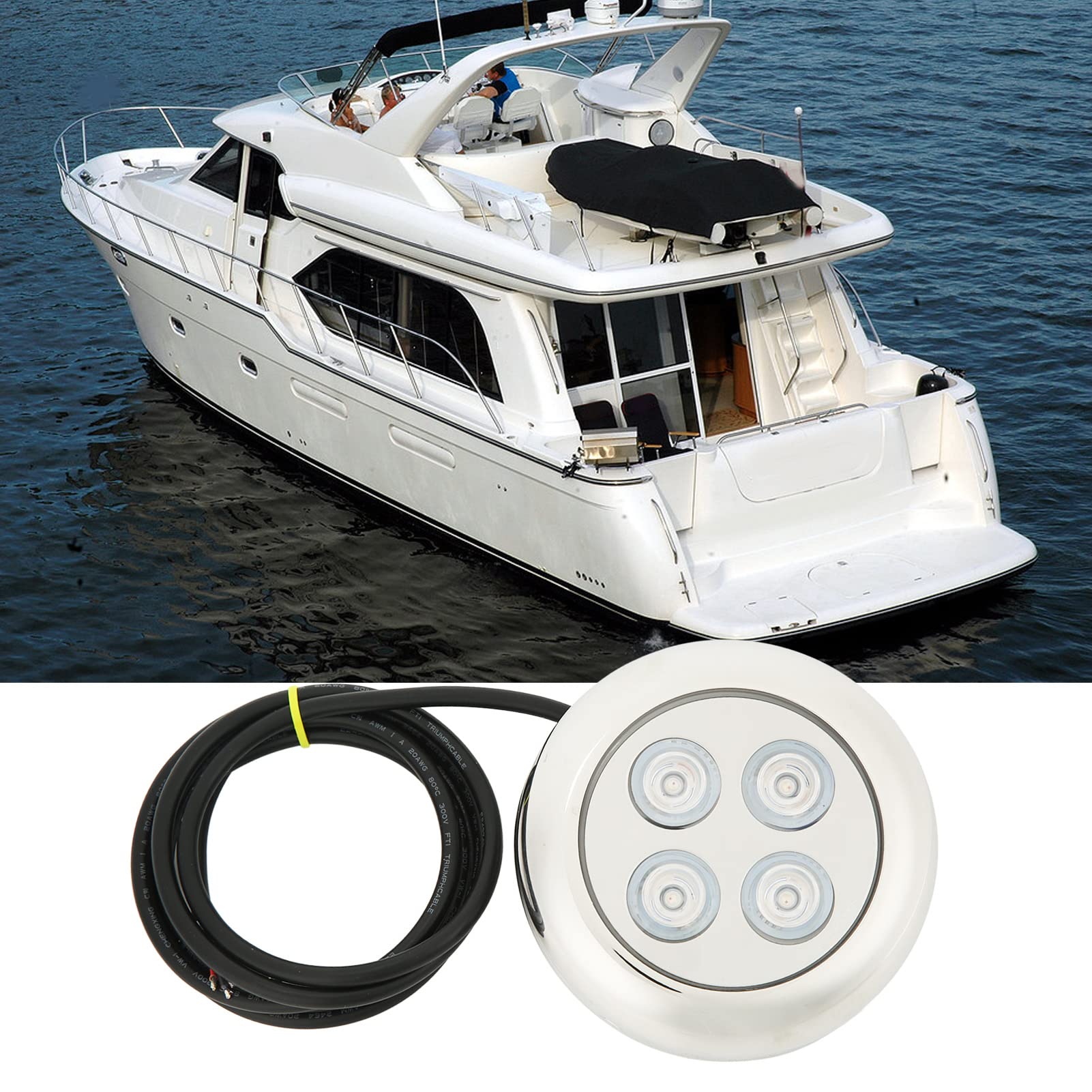 Luz submarina marina, lámpara de piscina de agua de mar impermeable IP68, luz de casco de bote, luz de domo marino LED, accesorio de iluminación de acento submarino (RGBW)
