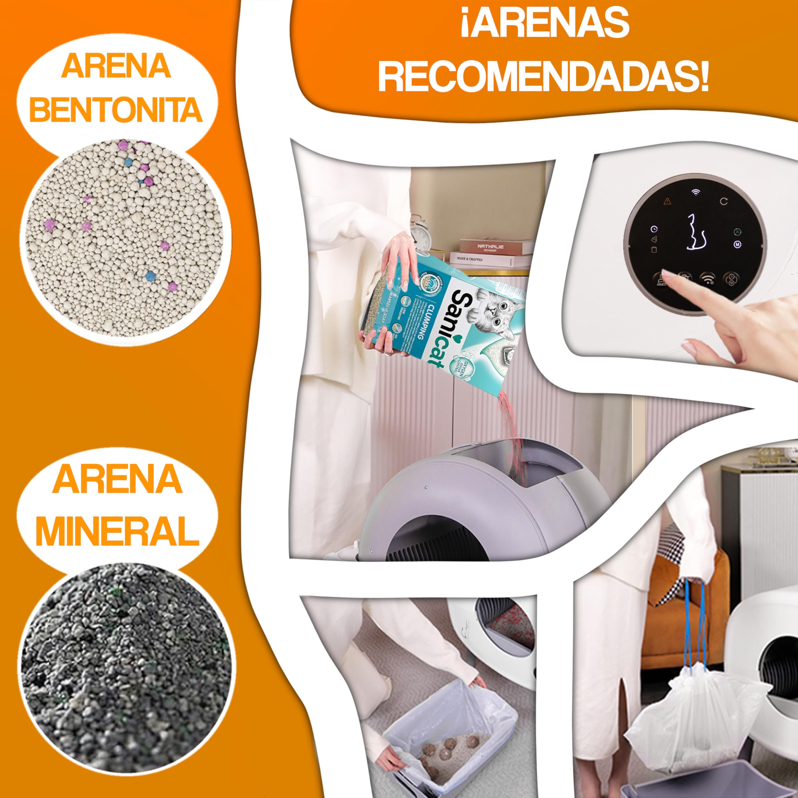 Arenero Automatico Familia Bombay - Arenero Gatos Autolimpiable - Caixa de Areia para Gatos Automatico - Arenero Electrico - Automatic Cat Litter Box Cleaning - ONG contra la Leucemia - Inteligente