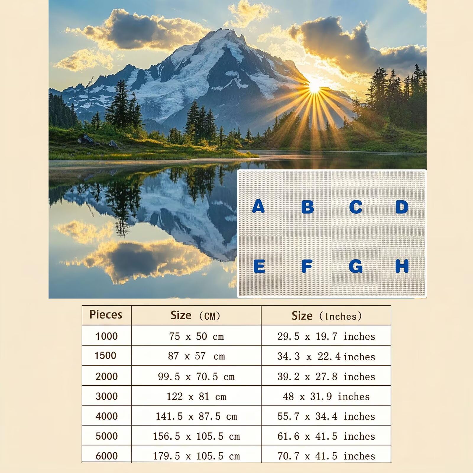 Paysage Coucher Soleil Puzzle 6000 Pièces pour Adultes, Format 179 x 105 cm, Challenge Casse-Tête de Famille, Loisirs Créatifs et Relaxation, Pièces Robustes avec Lettres au Dos, Décor Murale f0-525