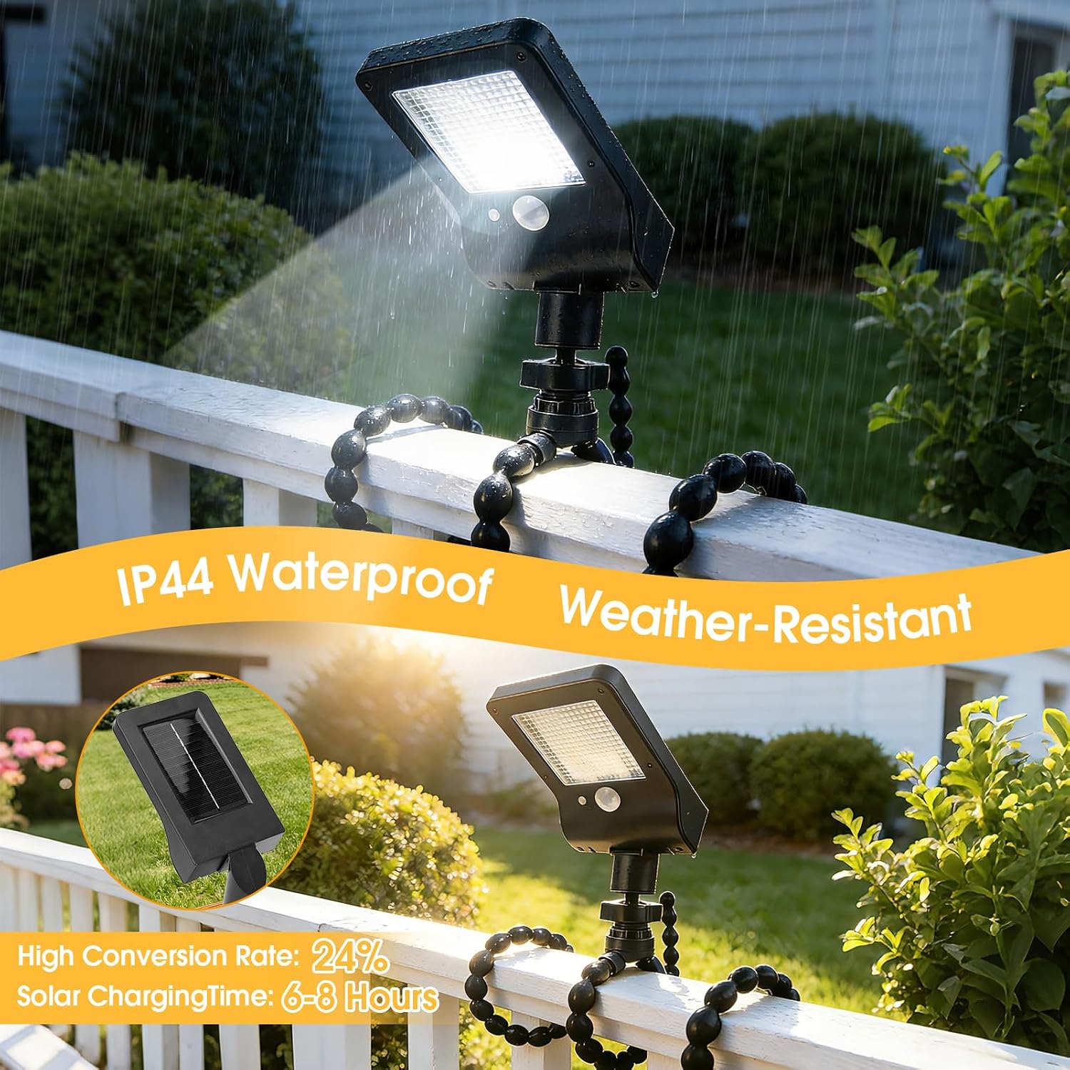Solar Lights Outdoor with Octopus Mount - Motion Sensor Outdoor Lights with Remote Control Outdoor Solar Garden Lights, Outdoor Security Lights for Deck Fence Garden Camping Patio