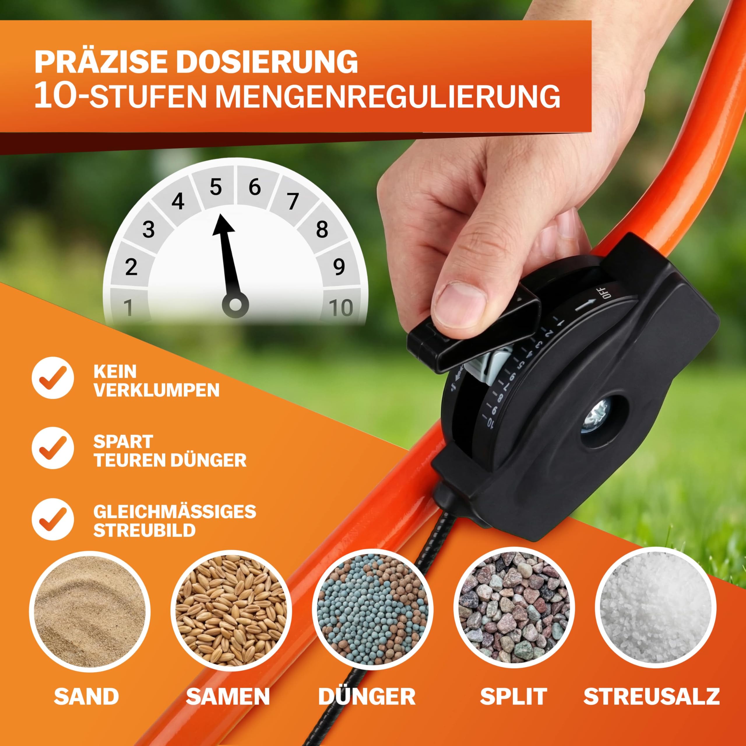 GARDEBRUK® Streuwagen 20 L Streumenge einstellbar XXL Luftreifen - Saatgutstreuer Streuer für Salz Dünger Rasen Saatgut