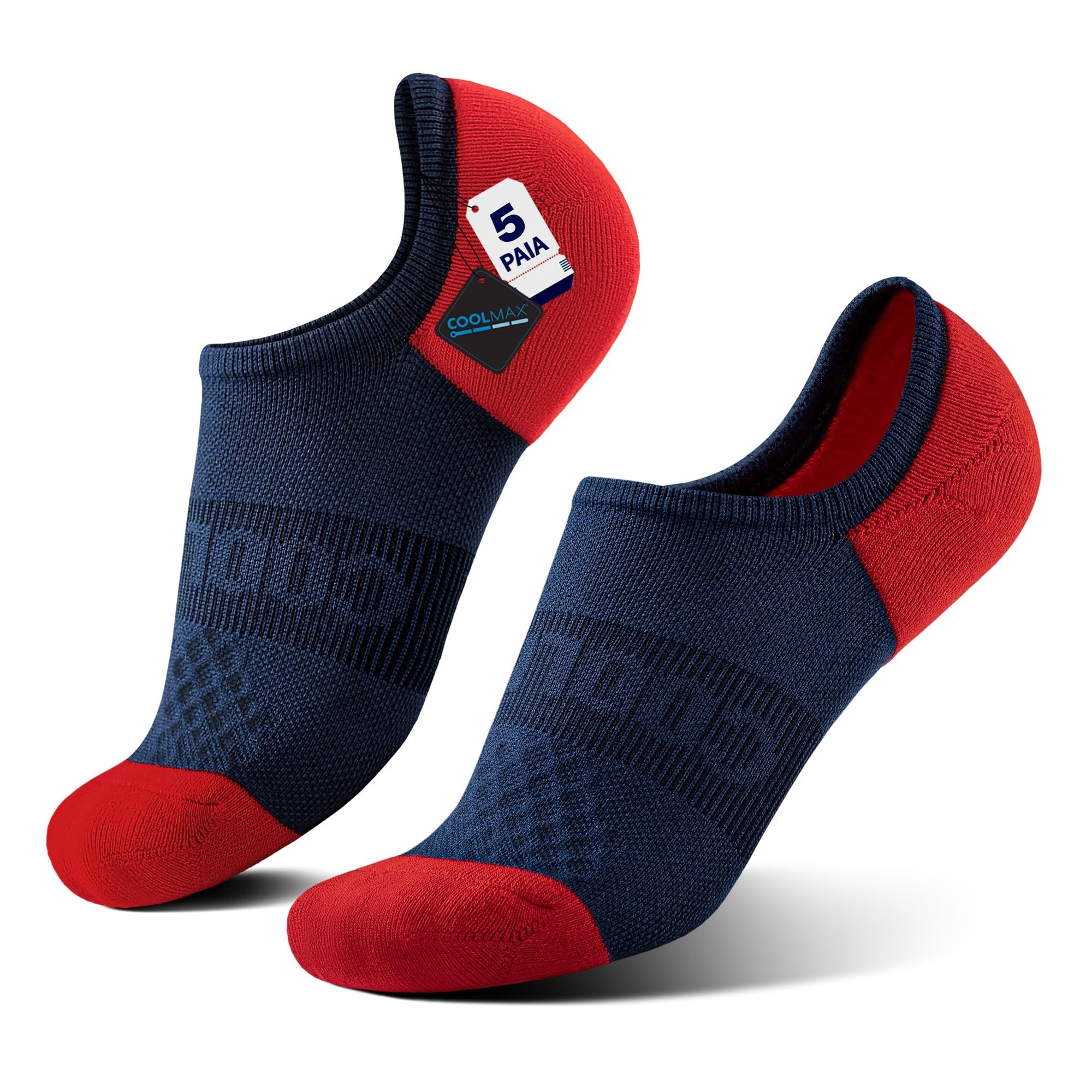 BRISIRA Coolmax Bamboo Fantasmini Uomo Donna 5 Paia Compressione Running Sportivi Calzini Corti Anti Vesciche Traspirante Calze Corte Mocassini Sneaker