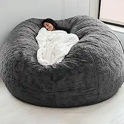 Cadeira gigante grande para adultos, (sem enchimento) Puff em vários tamanhos e cores, móveis gigantes cheios de espuma – Capas laváveis na máquina, costuras duplas (cinza escuro, 1,5 m)