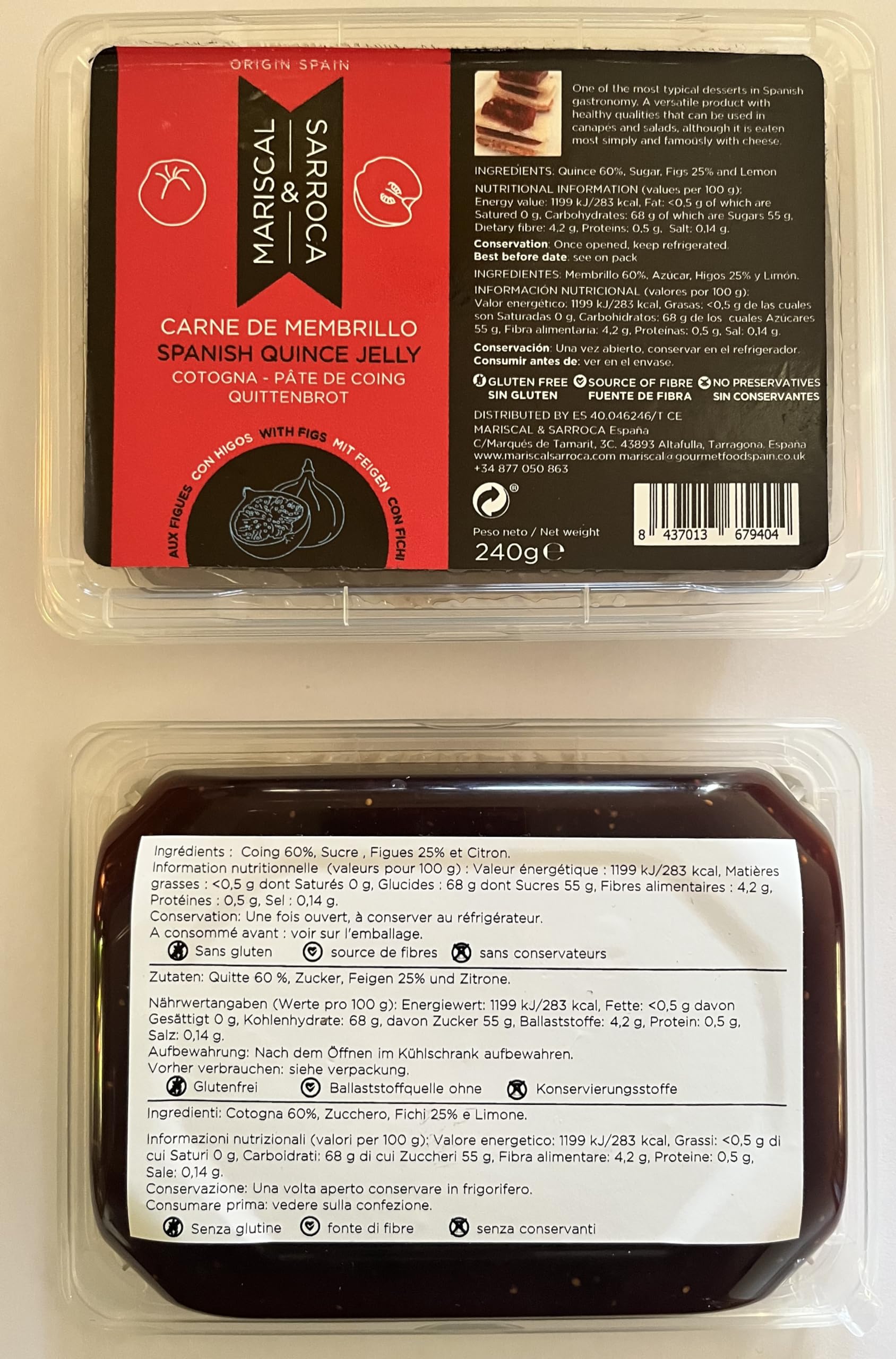 Pack Membrillos 4 x240g Mariscal & Sarroca : Original, con Naranja, con Nueces y con Higos