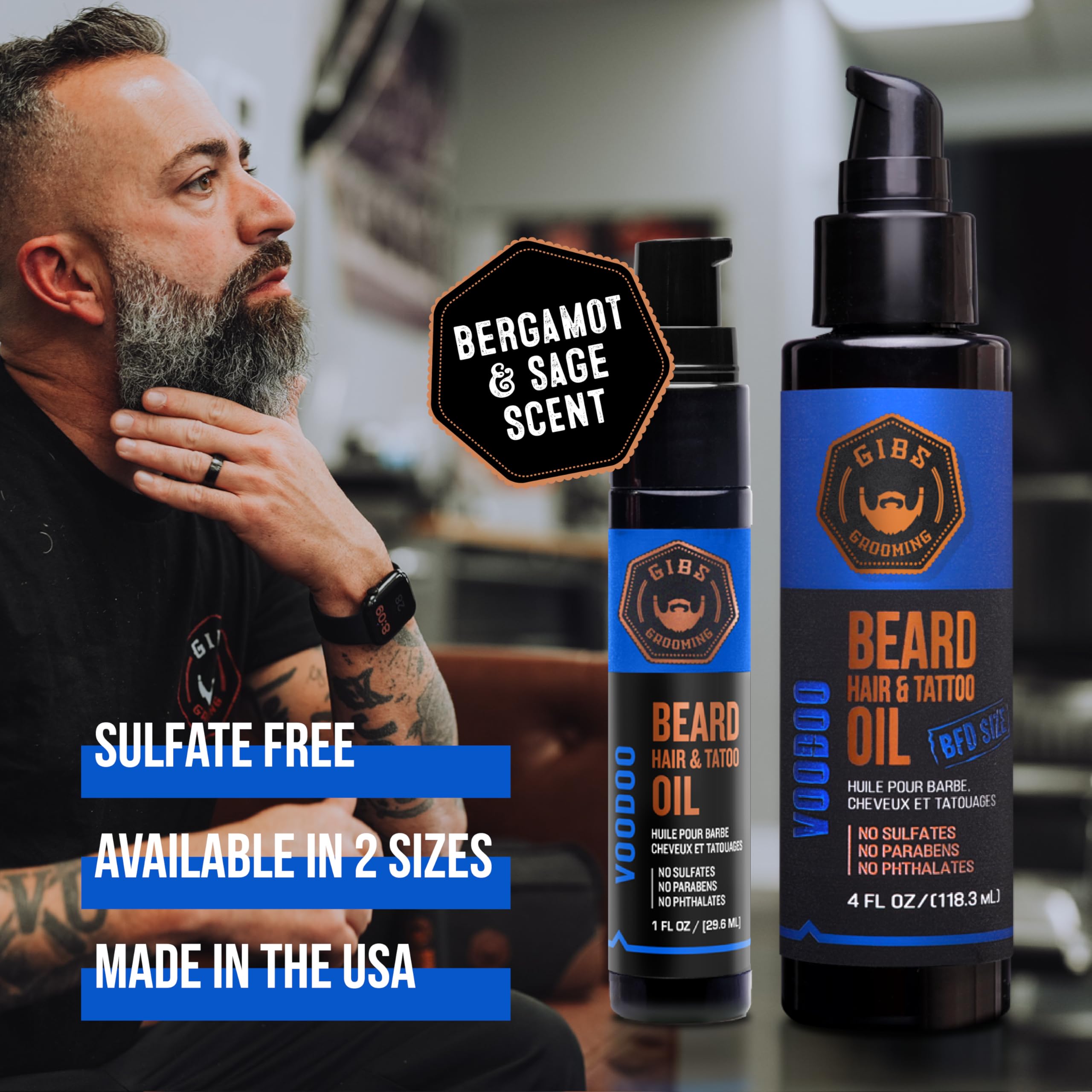 GIBS Voodoo Prince Beard, Hair & Tattoo Oil 4 oz
