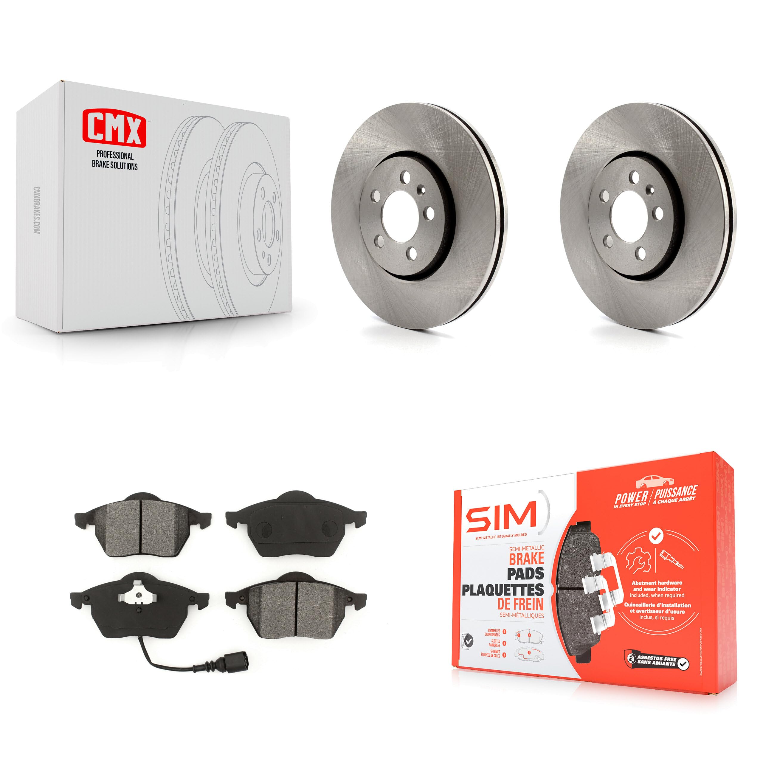 Transit Auto Front Disc Brake Rotors And Semi-Metallic Pads Kit Replacement For Volkswagen Jetta Golf Beetle K8S-100342