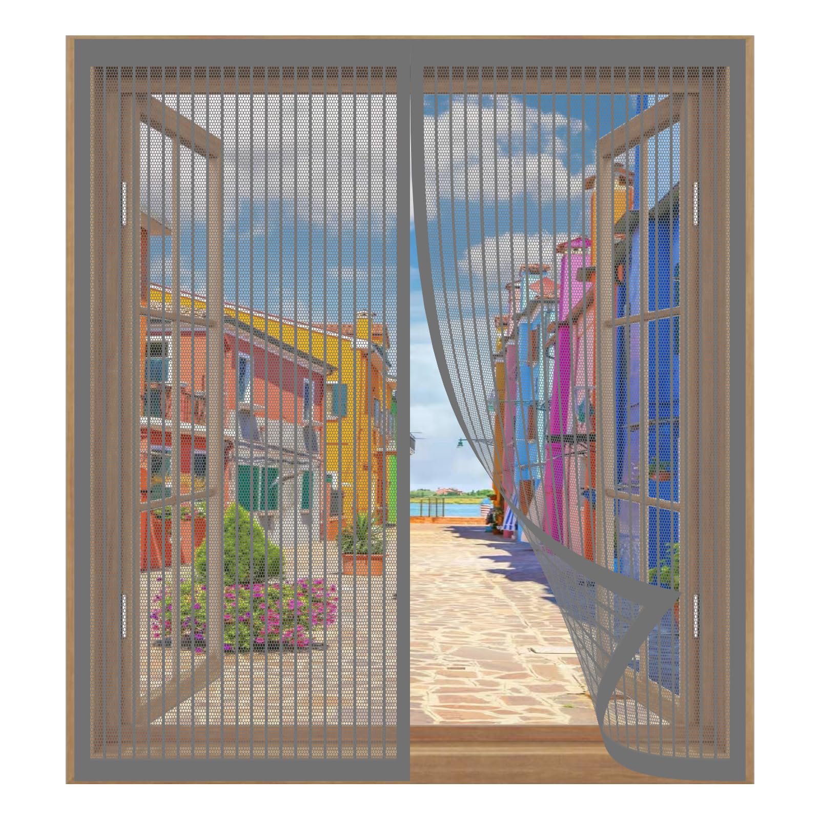 Window Pollen Screen 95 x 55 cm Easy Installation No Drilling Or Screwing Fly Screen Mosquito Magnetic Window for Windows Nets to Keep Bugs Out, Grey