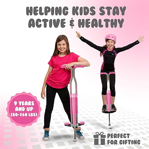 Miniatura 38 de New Bounce Pogo Stick para niños – Pogo Sticks para edades de 9 años en adelante, 80 a 160 libras – Edición Pro Sport, calidad, fácil agarre, Negro
