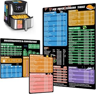 Air Fryer Cooking Times Chart UK Air Fryer Accessories Magnetic Cheat Sheet Set, Cooking Times Temperature Quick Reference Guide, Air Fryer Cooking Chart & Kitchen Conversion Chart