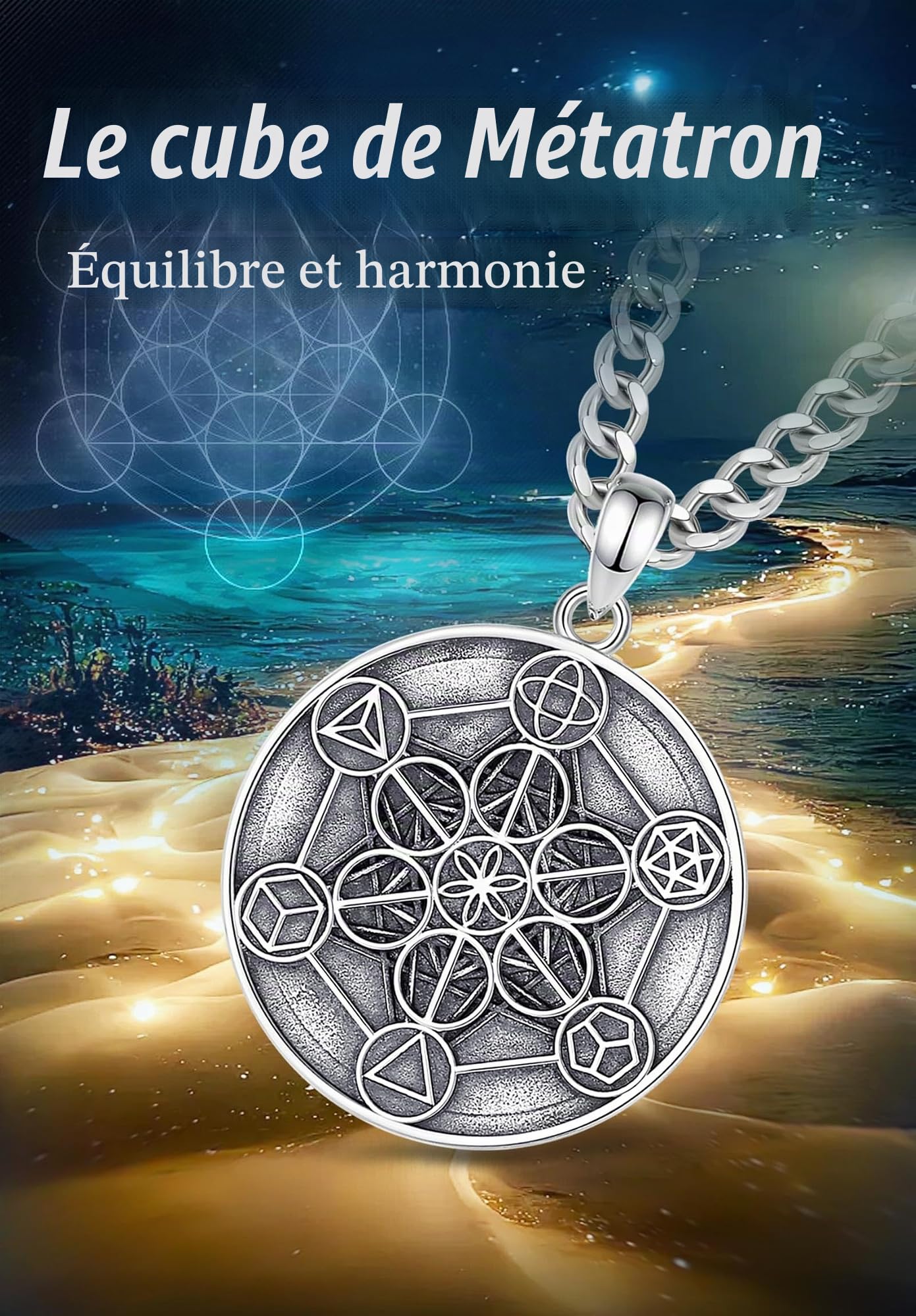 AEONSLOVE Médaille Sceau des 7 Archanges Argent 925 pour Homme Femme, Collier Croix Chretienne Pendentif Saint Benoit/Saint Michel/Croix de Caravaca/Christophe, Bijoux Religieux