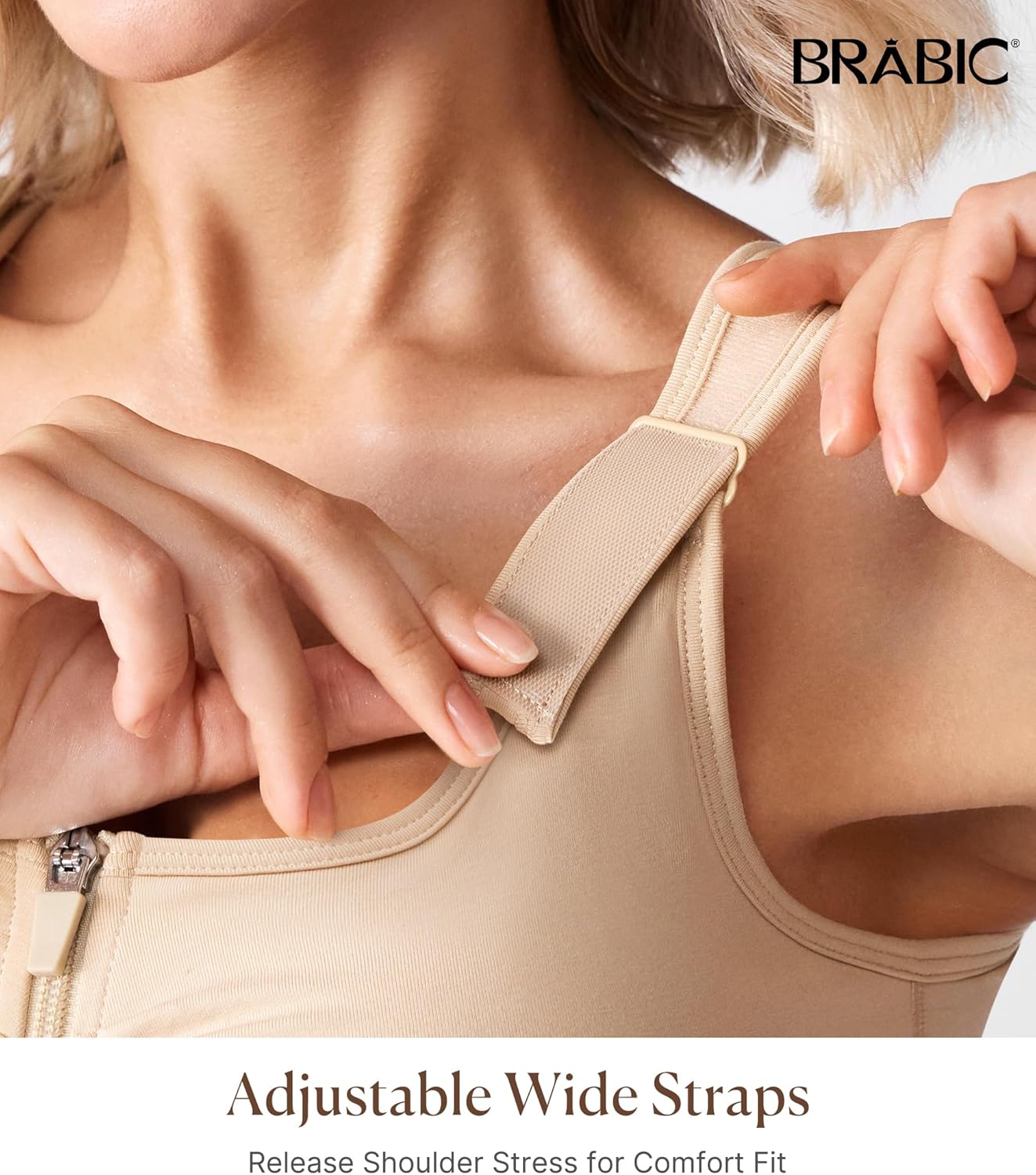 BRABIC Zip Front Closure Bras for Women Post Sugery Compression Surgical Bra Full Coverage with Adjustable Straps - Image 2