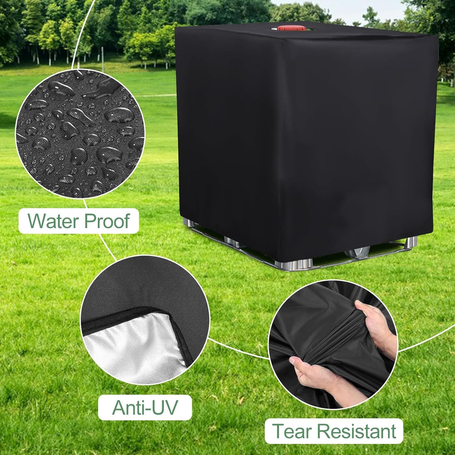 IBC - Funda impermeable para depósito de agua de lluvia 420D, para contenedores IBC de 300L/600L/800L/1000L (tamaño: 800L 120x80x116CM)