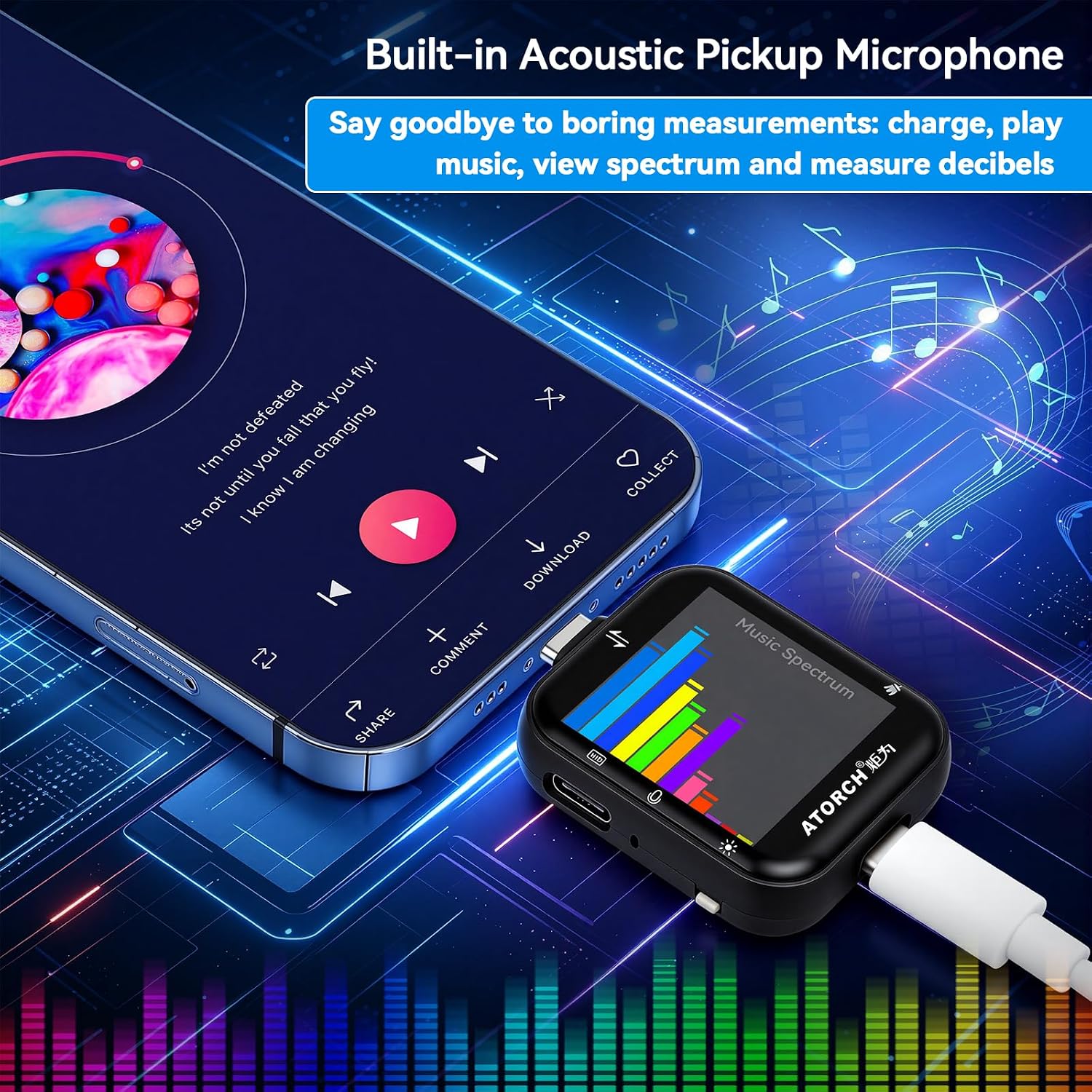 T3 USB C Tester, Digital Power Meter, 4.5-50V Voltmeter Ammeter with 2.5D Touch Screen, PD QC VOOC Fast Charging Protocol Detector, Bluetooth Data Transfer & Power Ripple Tester-Black