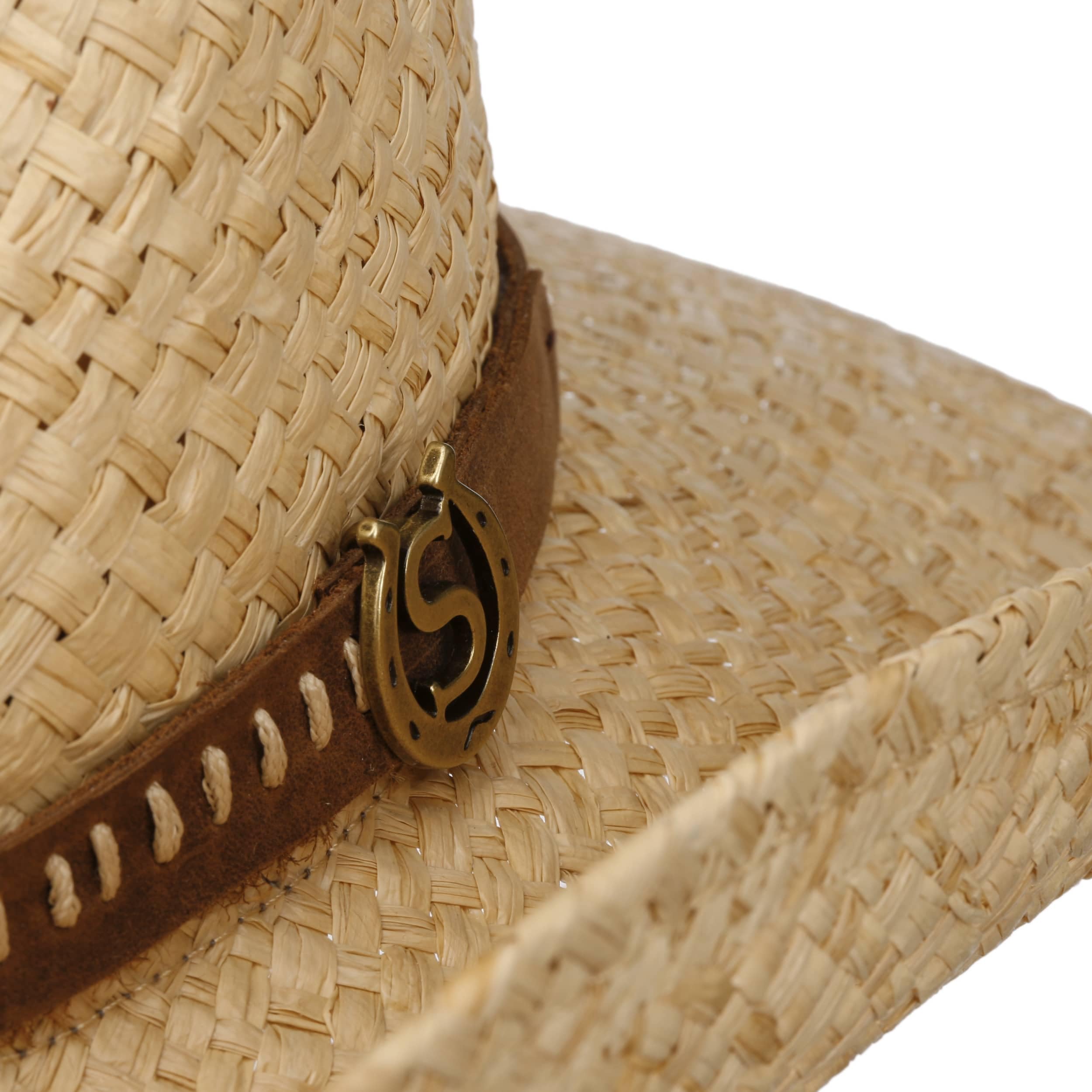Stetson Fair Oaks Western Strohhut Naturfarbener Raffiahut mit Ledergarniturband