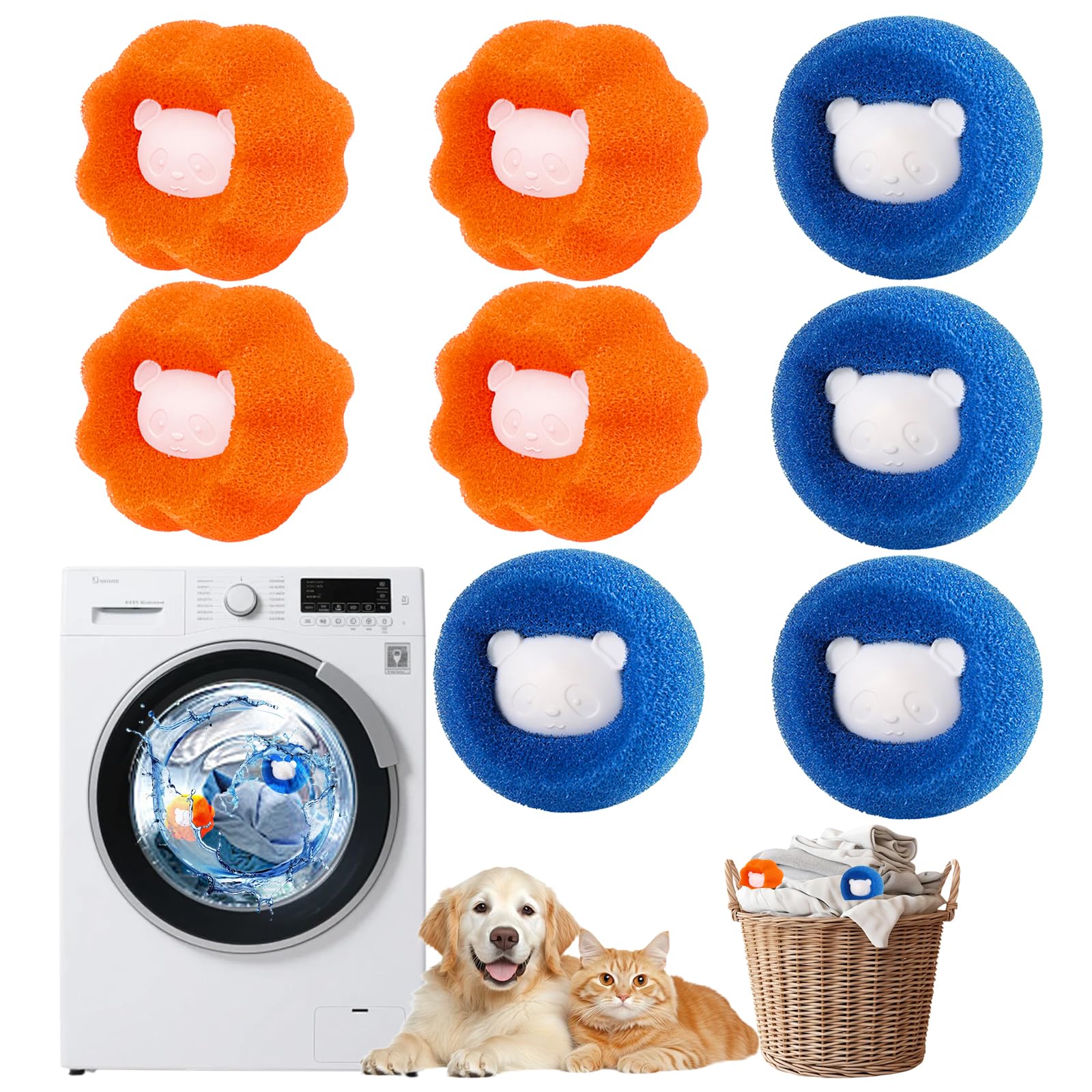Pet Hair Remover Washing Machine – 8 Reusable Laundry Hair Catcher – Effectively Removes Cat and Dog Hair – Pet Hair Remover for Laundry for Clothes and Bedding