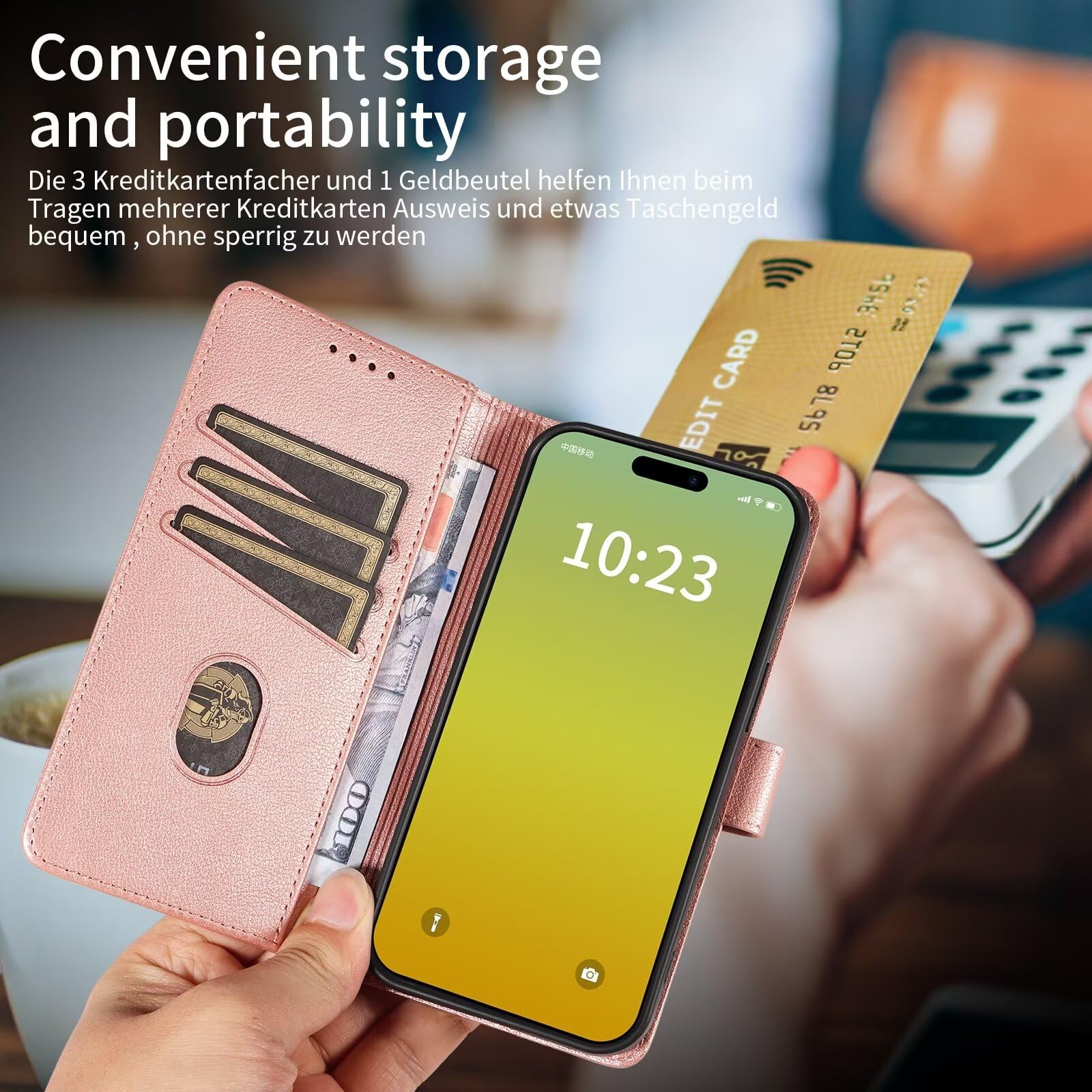 Custodia Flip OnePlus 6 In Pelle PU Con Portafoglio E Slot Carte - Rossa - 5