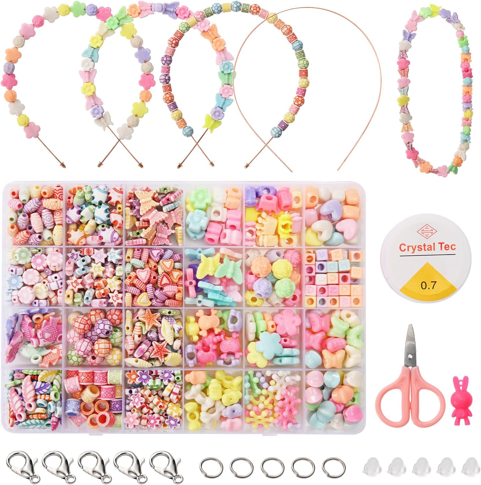 Satmarhz Jewellery Making Kit for Girls, Bracelet Making Kit for Kids DIY Colorful Bracelet Necklace Making, Activity Games for Girls Age 6-12 Years Old,Plastic, Multicolor