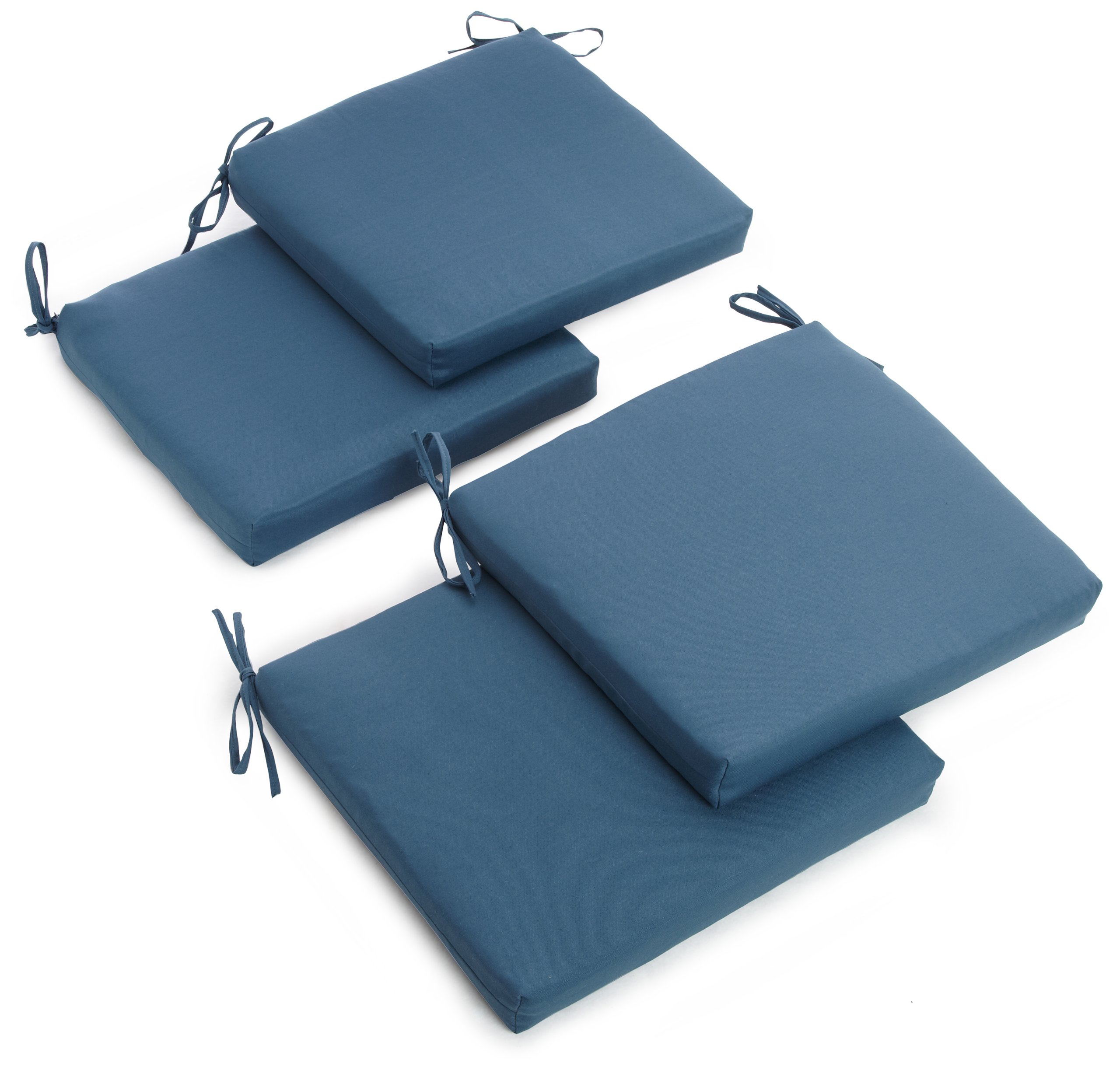 Blazing Needles, L.P. Indoor Twill Chair Cushion, 4 Count (Pack of 1), Indigo Blue