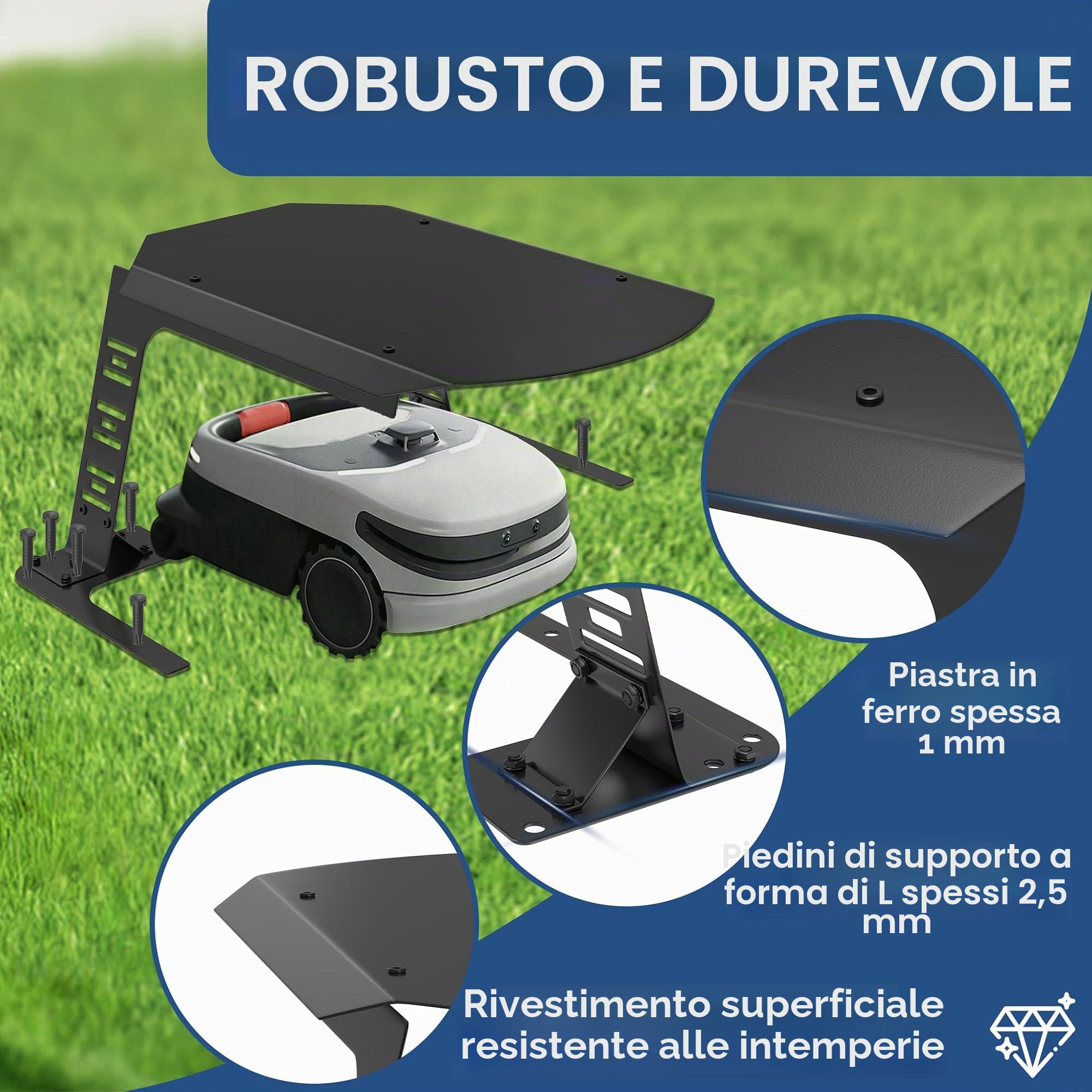 UISEBRT Telo di protezione per robot tosaerba in ferro, resistente ai raggi UV, antiruggine, 77 x 94 x 36 cm