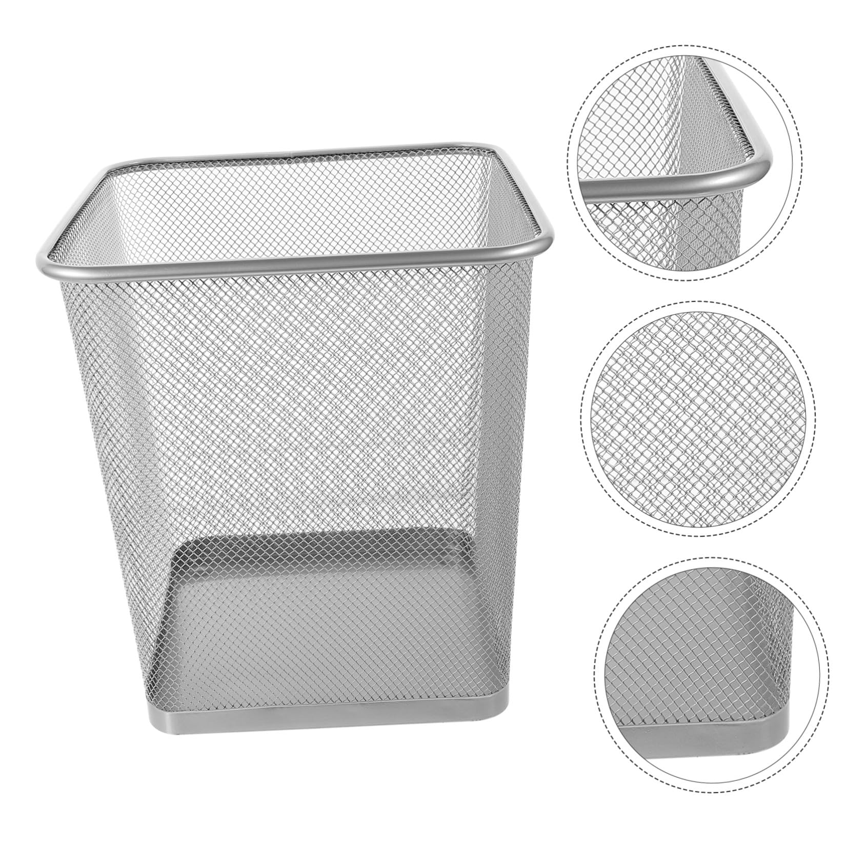 Ciieeo Papelera de Malla Metálica Cuadrada de Hierro, Gran Capacidad | Reutilizable y Fácil de Limpiar, Estructura Ventilada, para Interiores y Salas de Manualidades, Color Plata