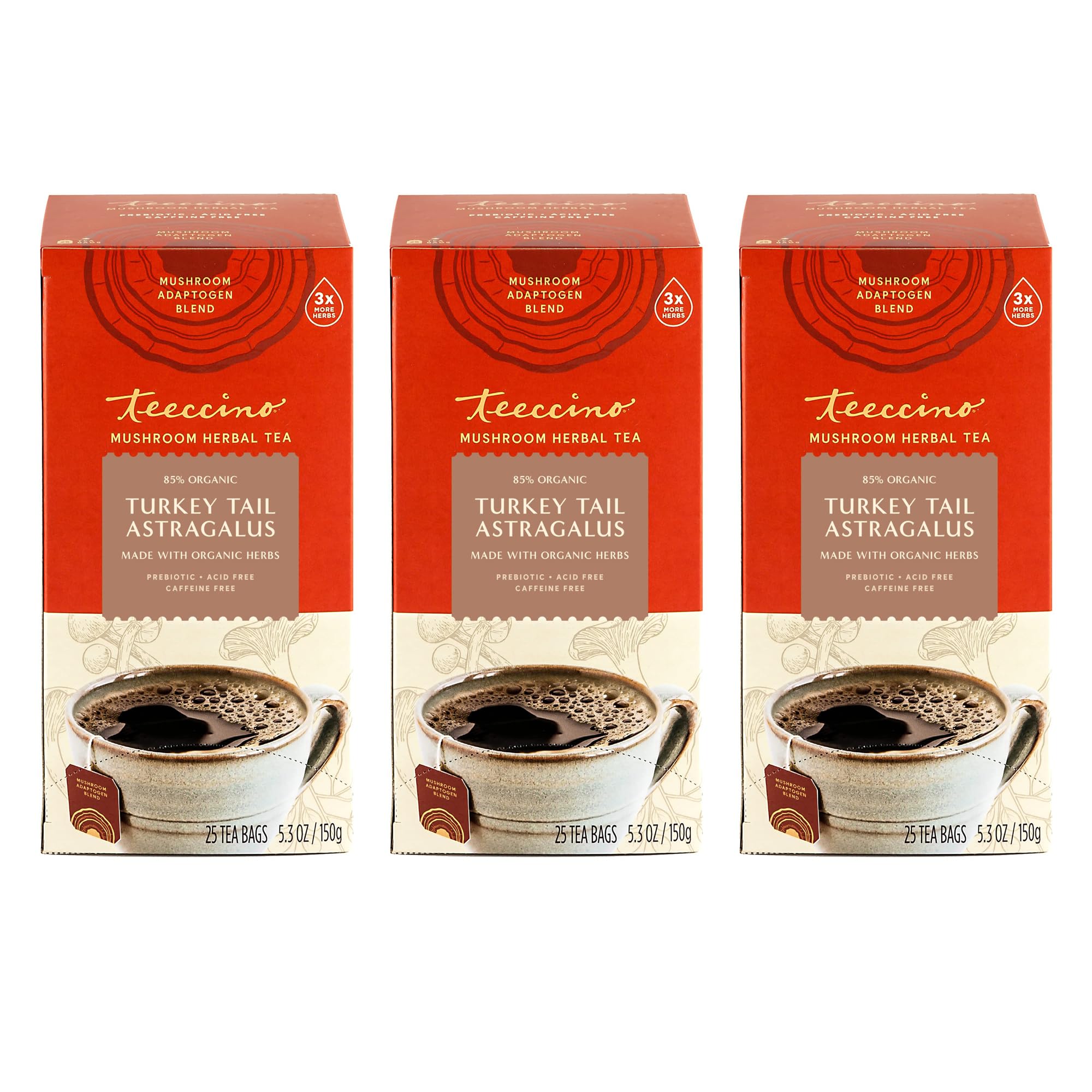 Teeccino Mushroom Herbal Tea - Turkey Tail Astragalus Toasted