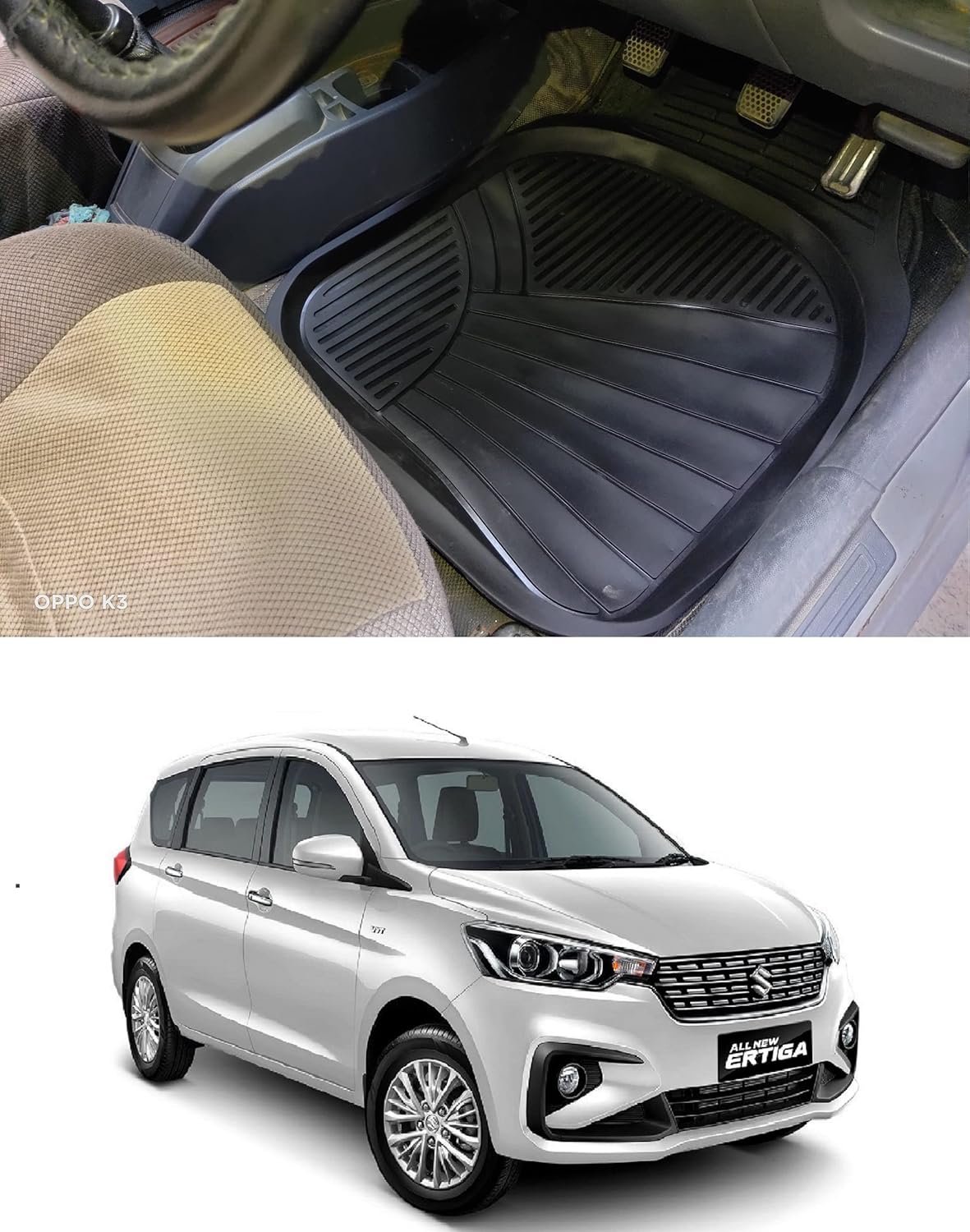 Trigcars Maruti Suzuki Ertiga 2019 Car 5G Mini Black PVC Floor Mats Set