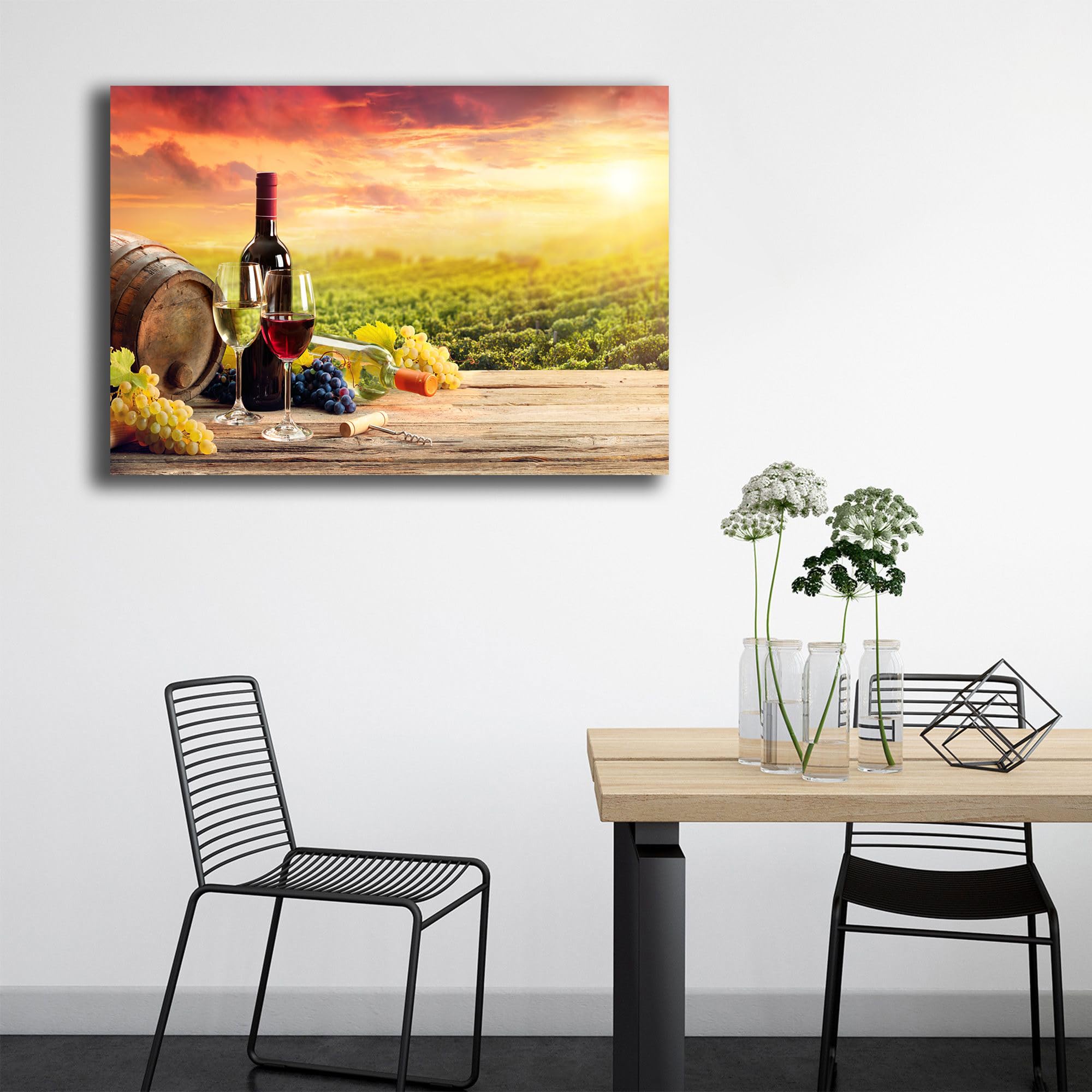 Printerland Quadro Moderno VINO VIGNETO VENETO Quadri moderni Cucina Ristorante PUB su tela da Parete XXL grande Stampa su tela canvas Sala Pranzo Decorazione Murale muro Arredo (70x100 cm, 7)