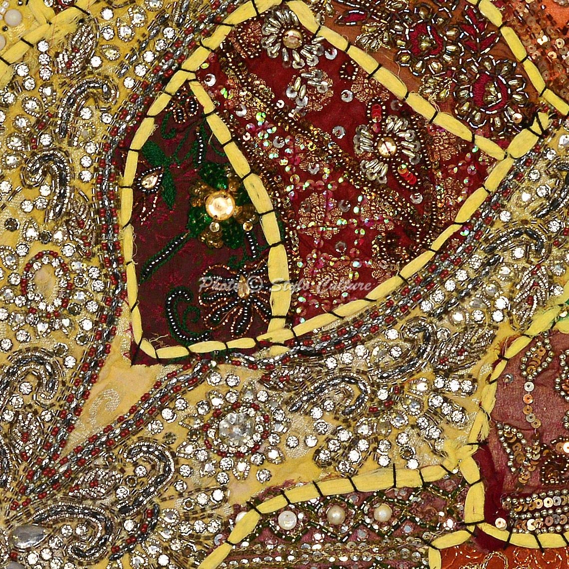 Bohemien Dekorativ Baumwolle Couch Kissenbezüge 40x40 cm Gelb Dekokissen Perlenbestickt Patchwork Schlafzimmer Sofa Kissen Bezüge Halsdesign Quadrat Kissenhullen - 5 STK.